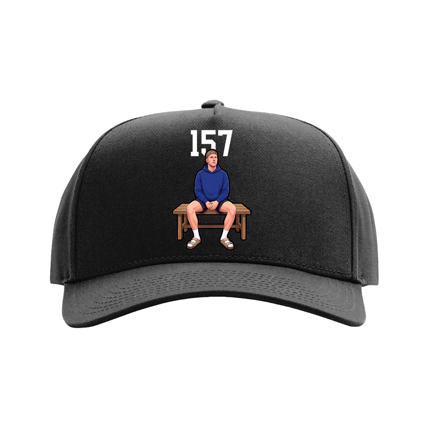 Full Fabric Five-Panel Champ Cap — Number Top in Black