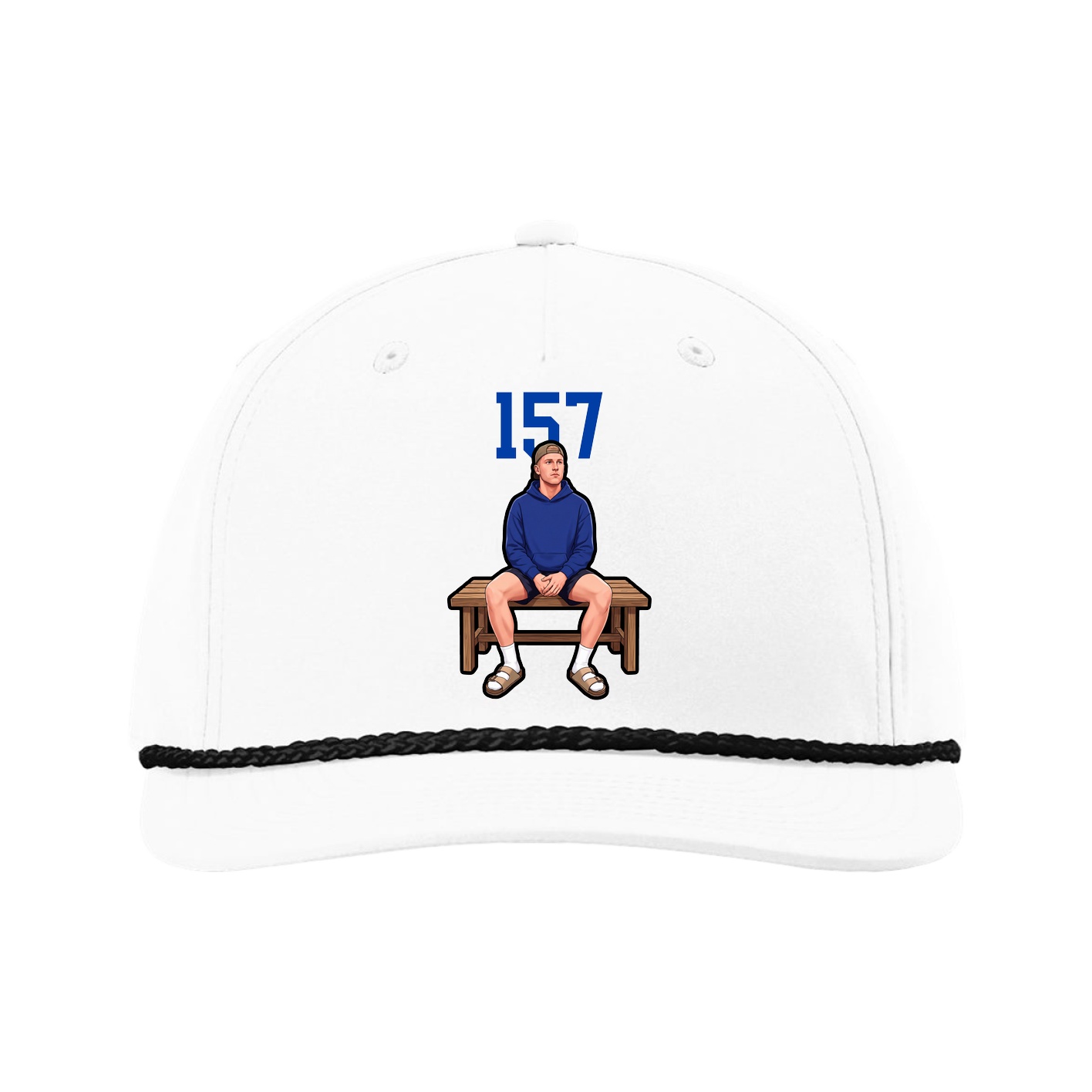 Five-Panel Classic Rope Cap — Number Top in White