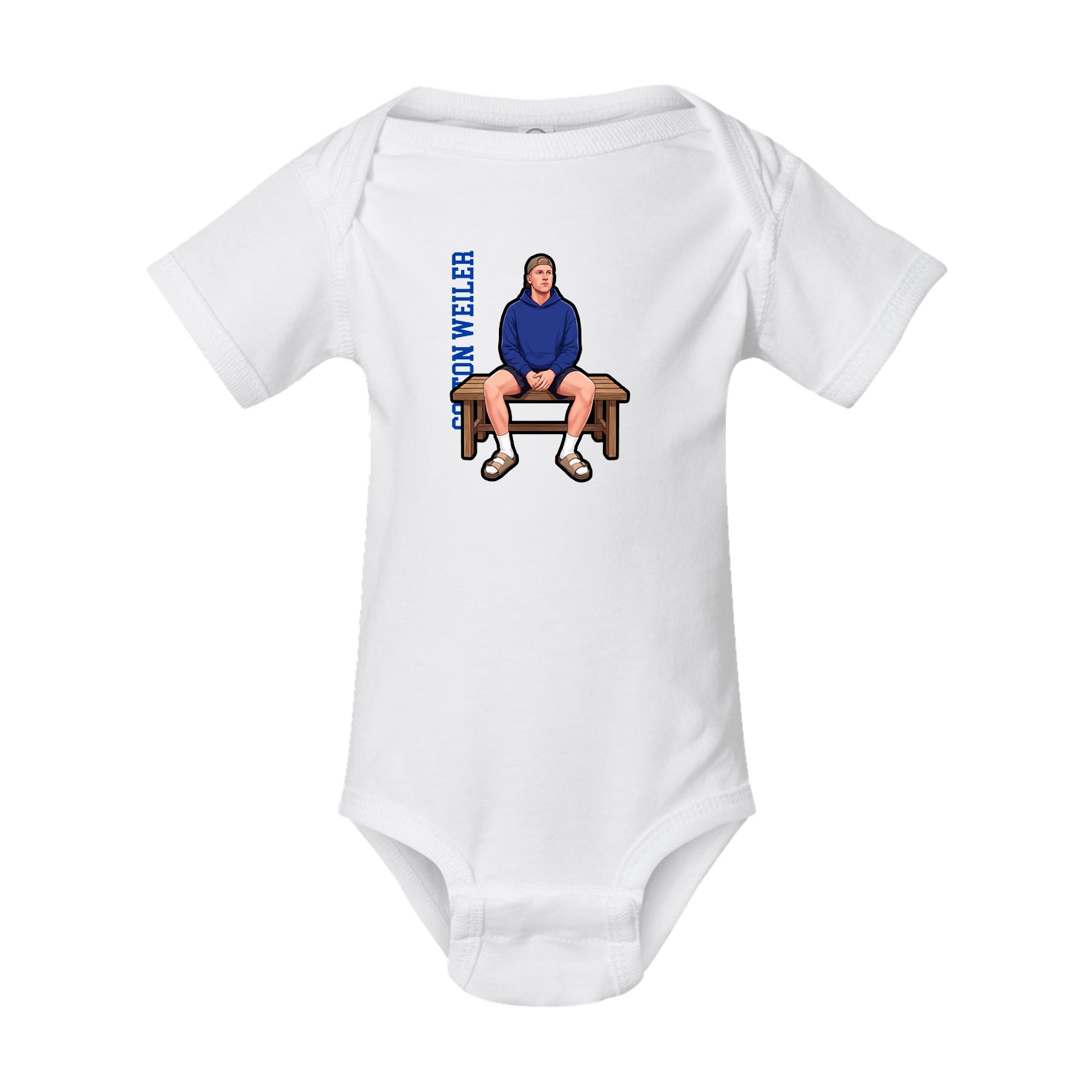 Baby Onesie — Name Vertical in White
