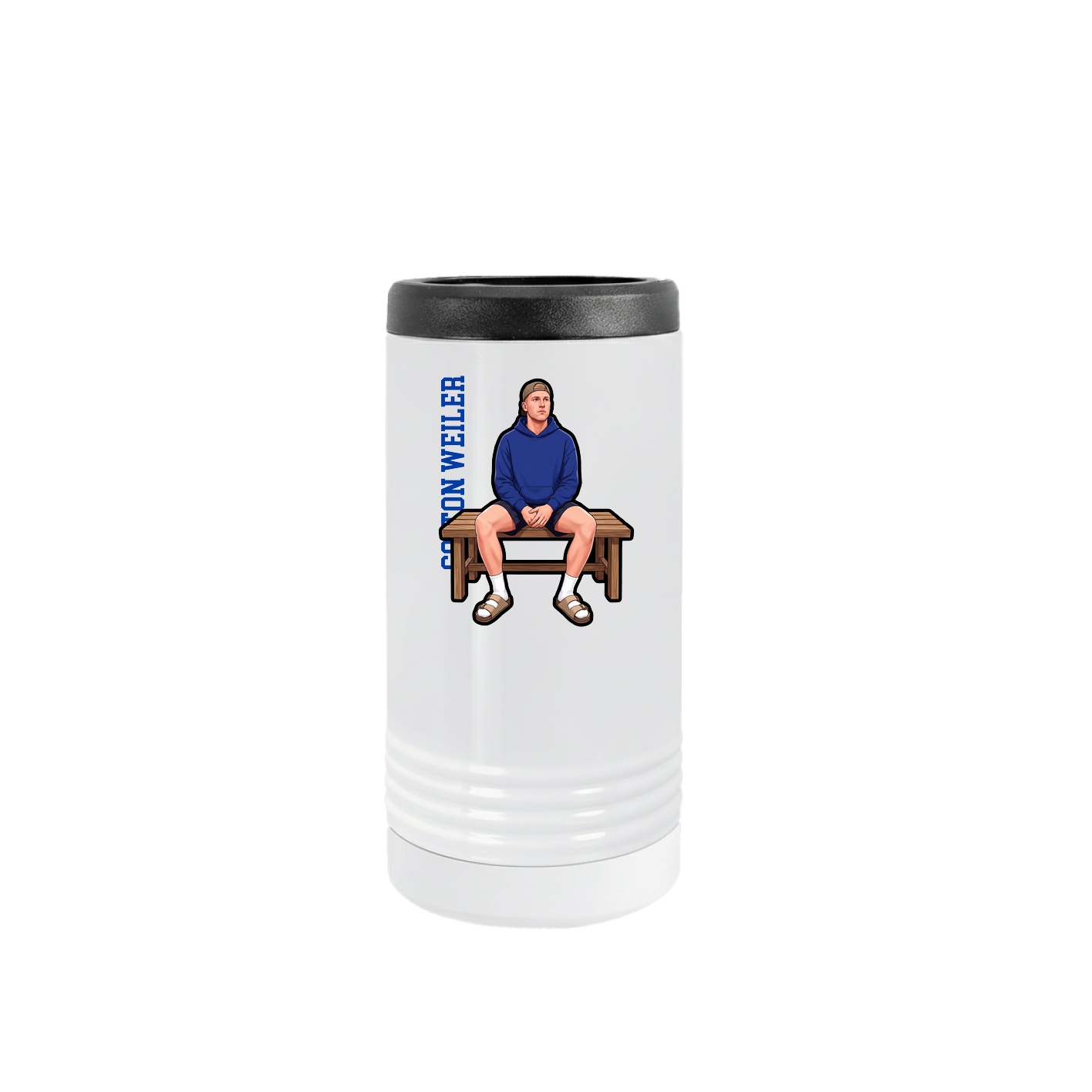 Slim Beverage Holder — Name Vertical in White