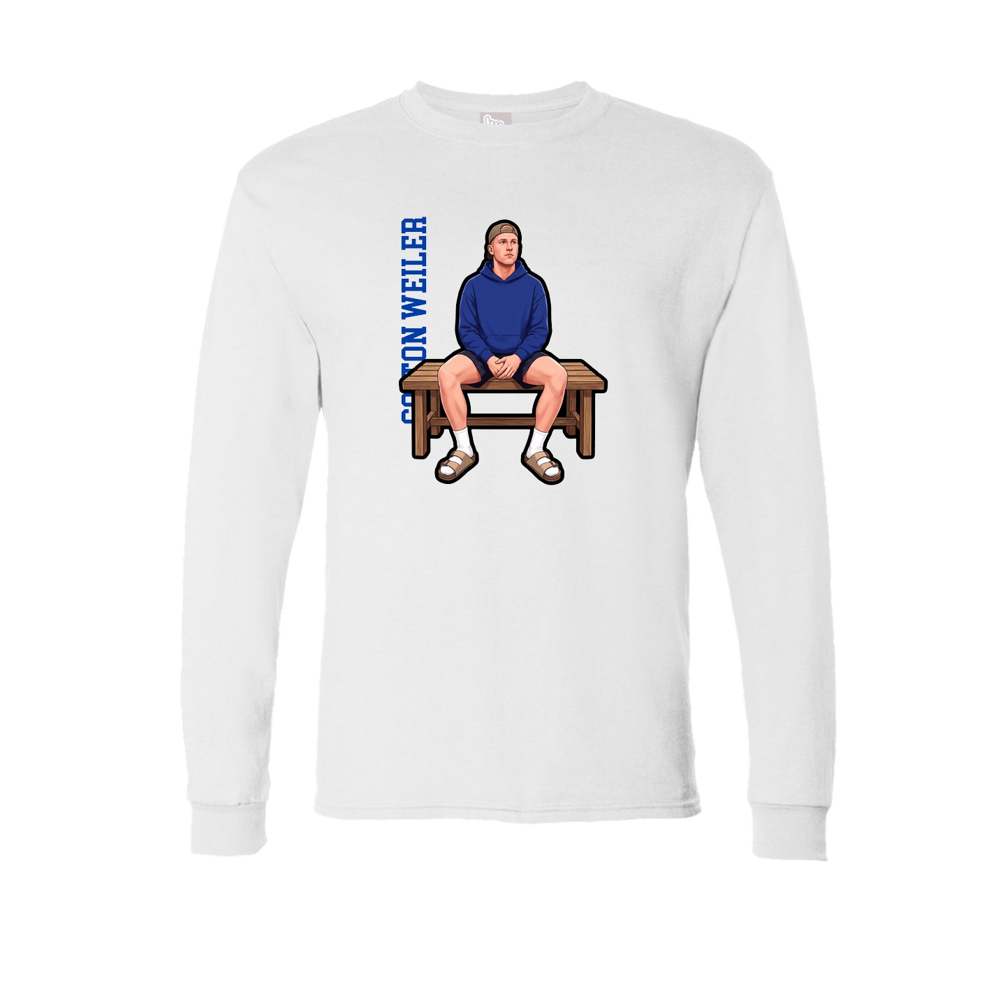 Long Sleeve Tee — Name Vertical in White