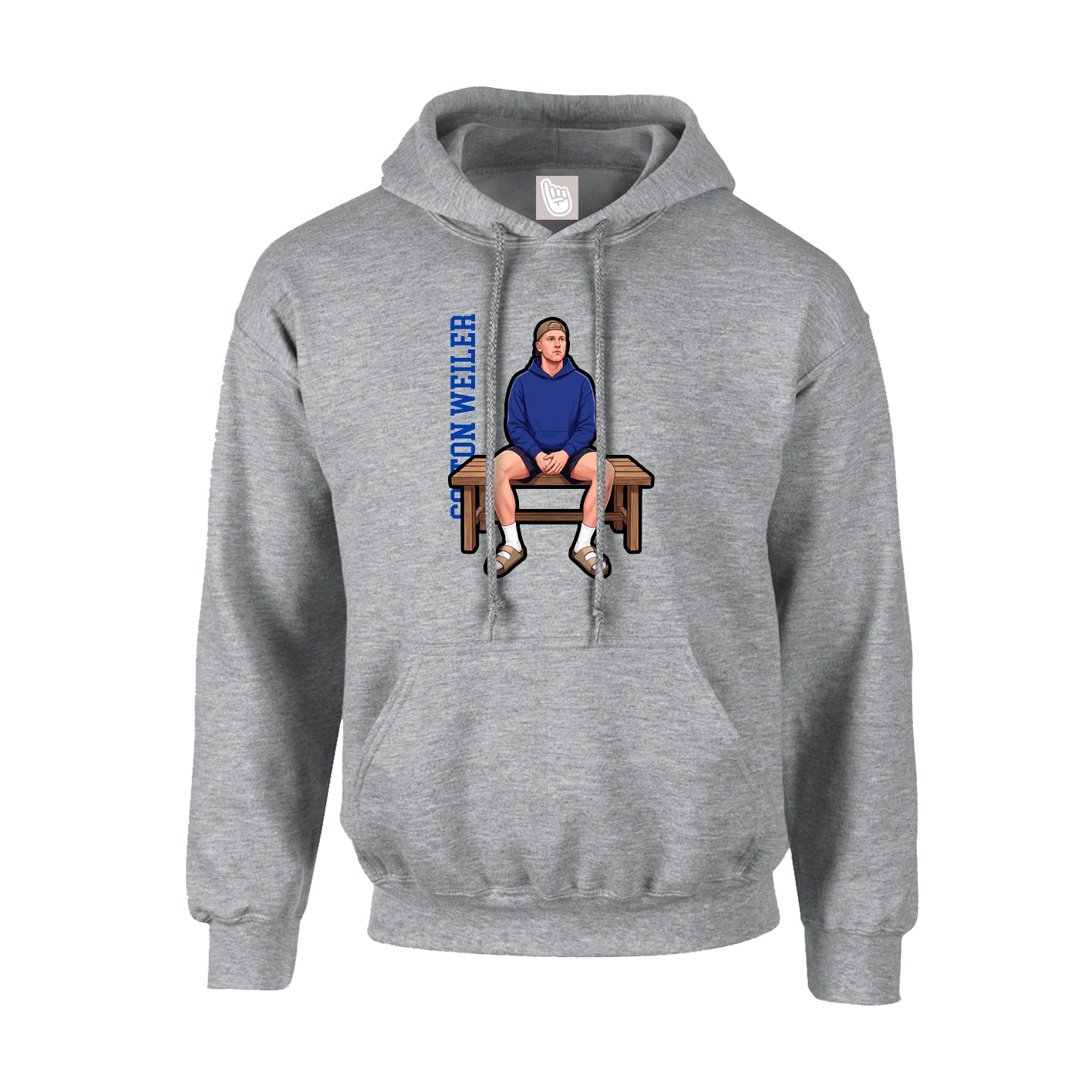Hoodie — Name Vertical in Grey