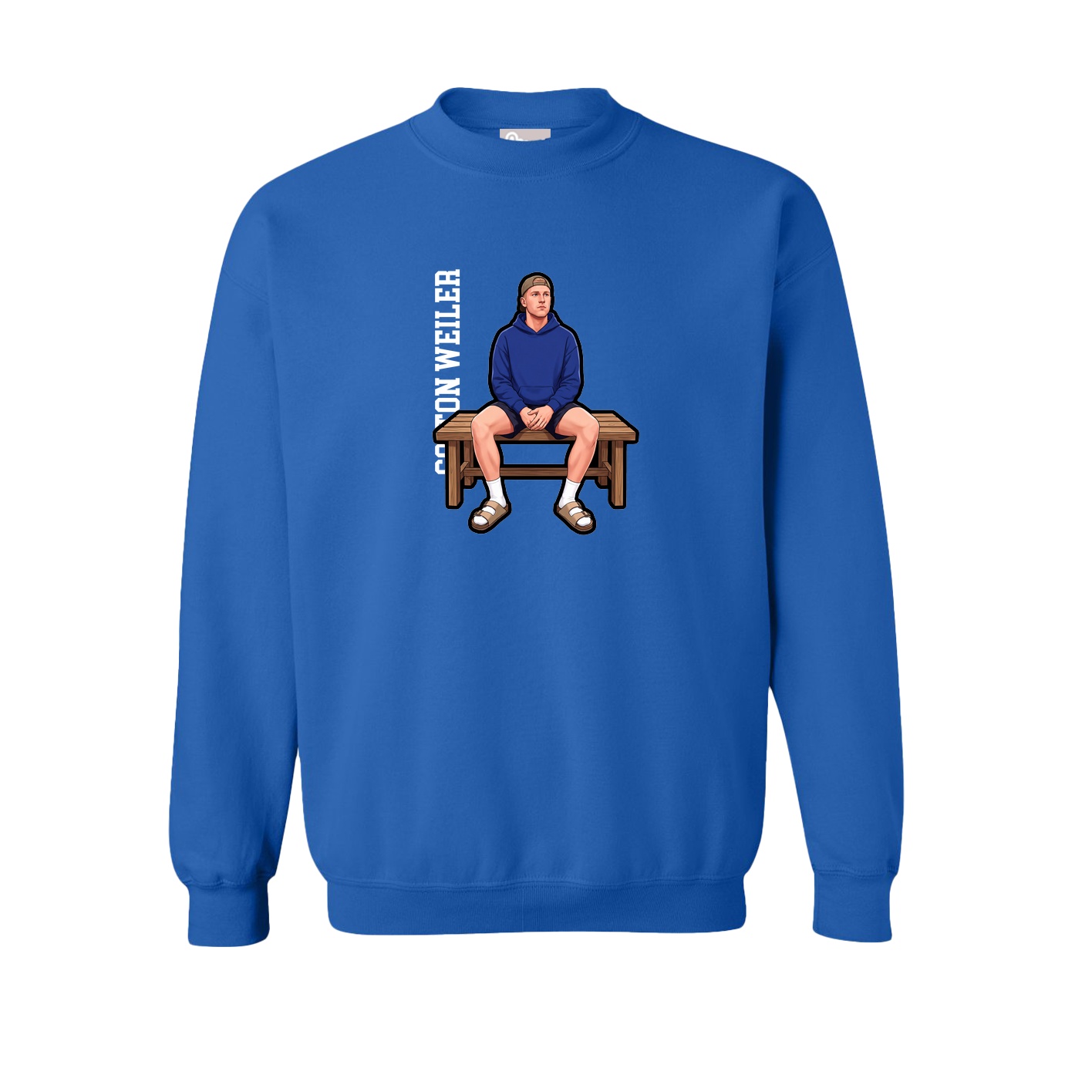 Fleece Crew — Name Vertical in Royal