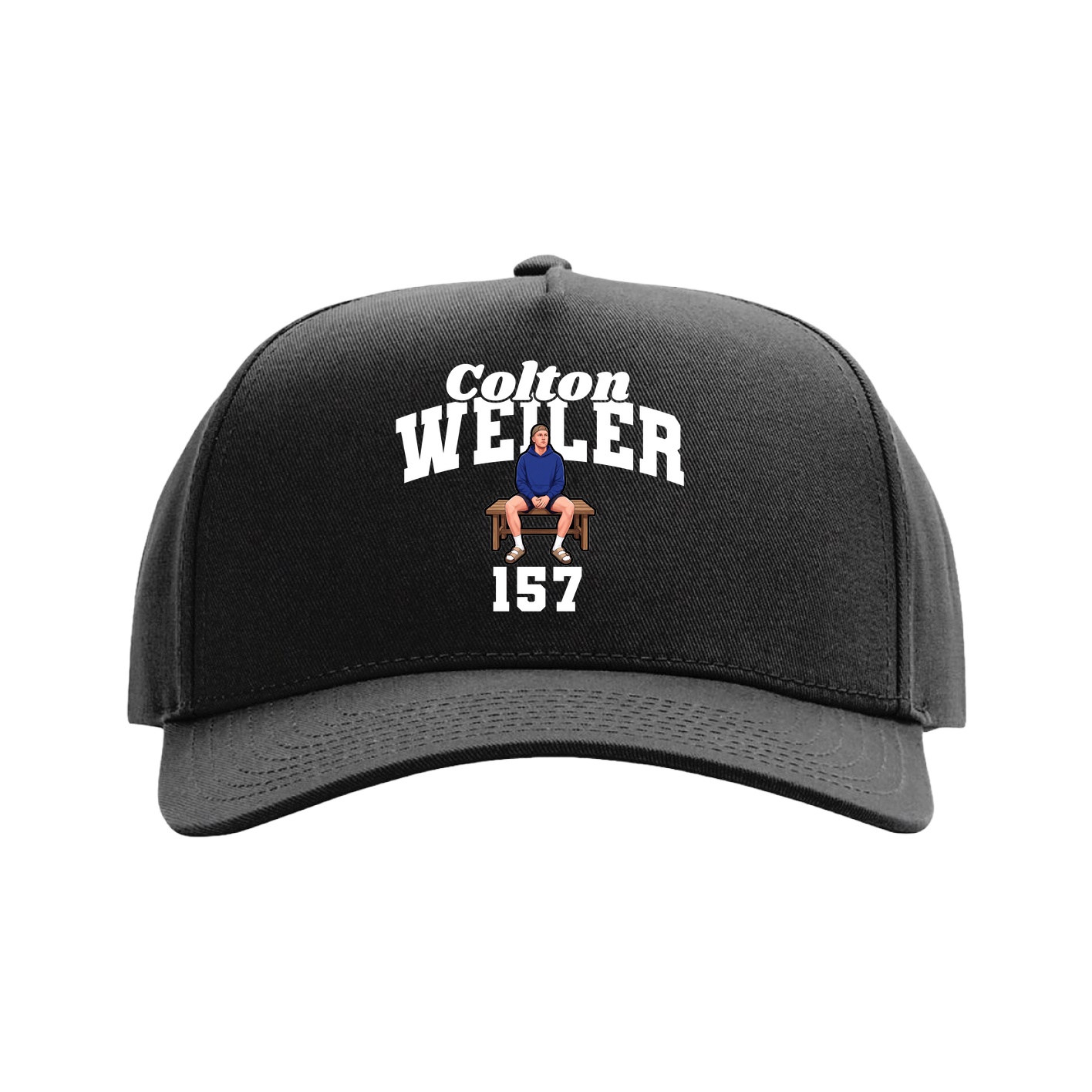 Full Fabric Five-Panel Champ Cap — Signature Arch in Black