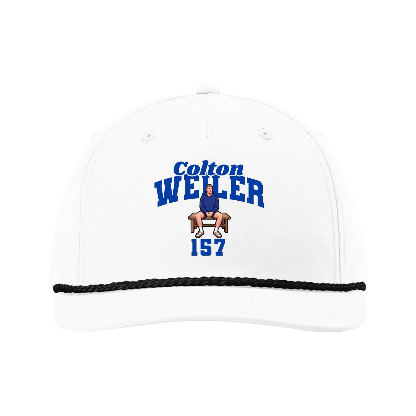 Five-Panel Classic Rope Cap — Signature Arch in White
