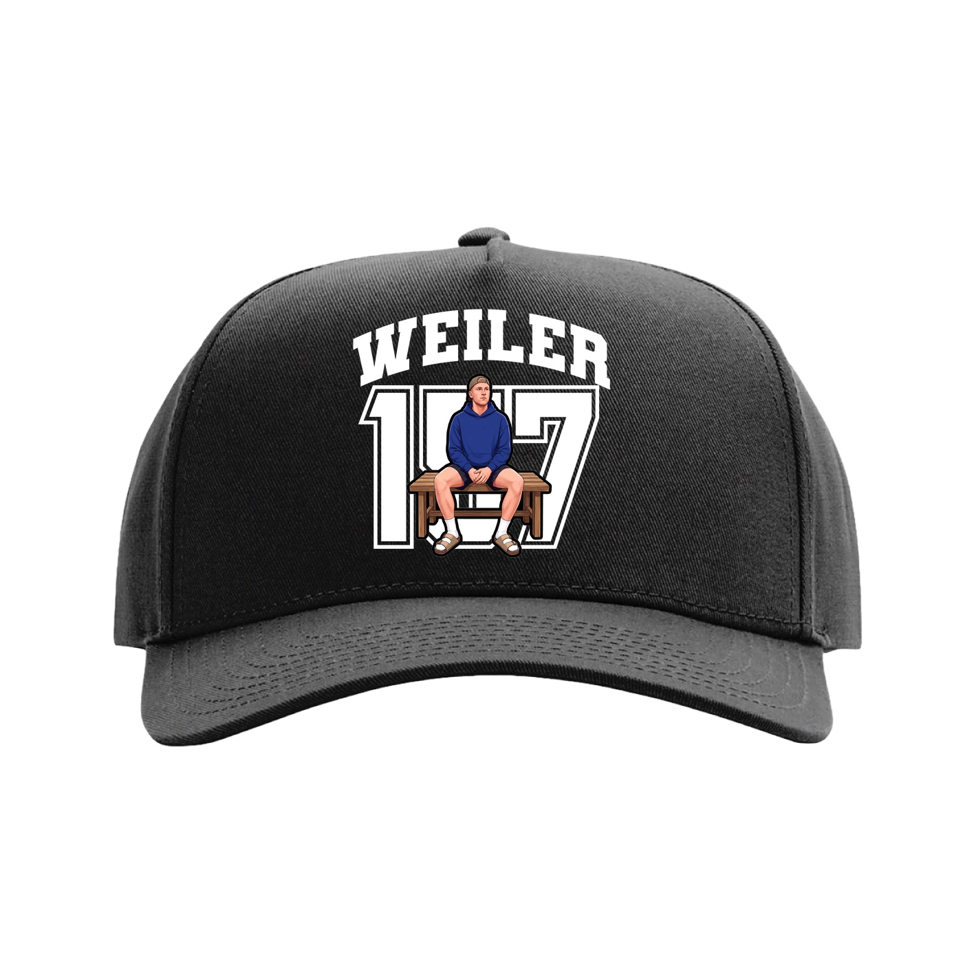Full Fabric Five-Panel Champ Cap — Number in Black