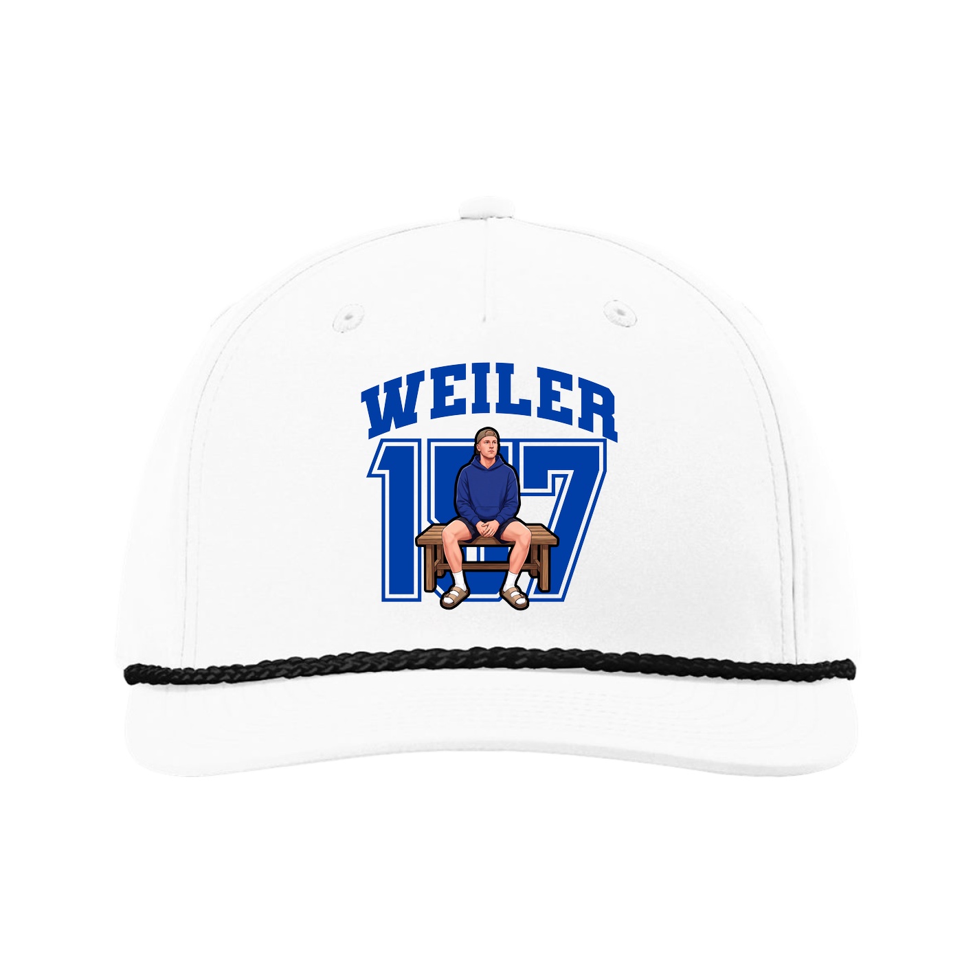 Five-Panel Classic Rope Cap — Number in White