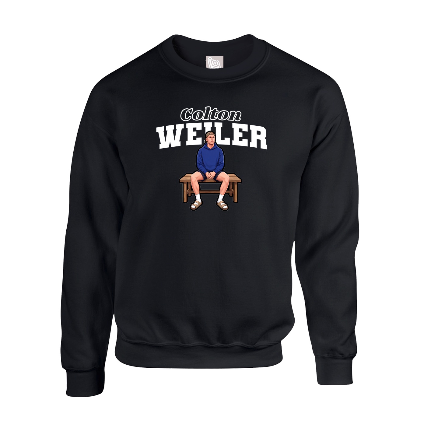 Fleece Crew — Name Arch in Black
