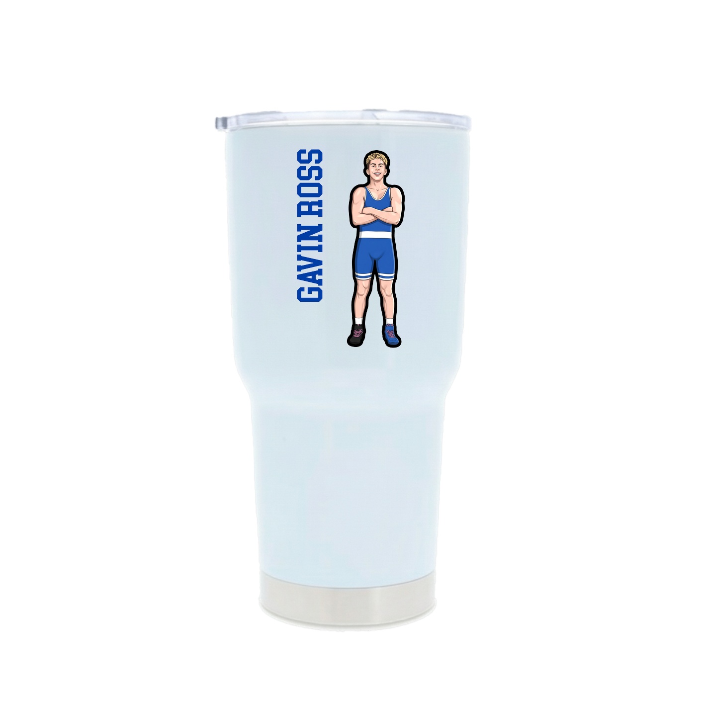 30oz Stainless Steel Tumbler — Name Vertical in White
