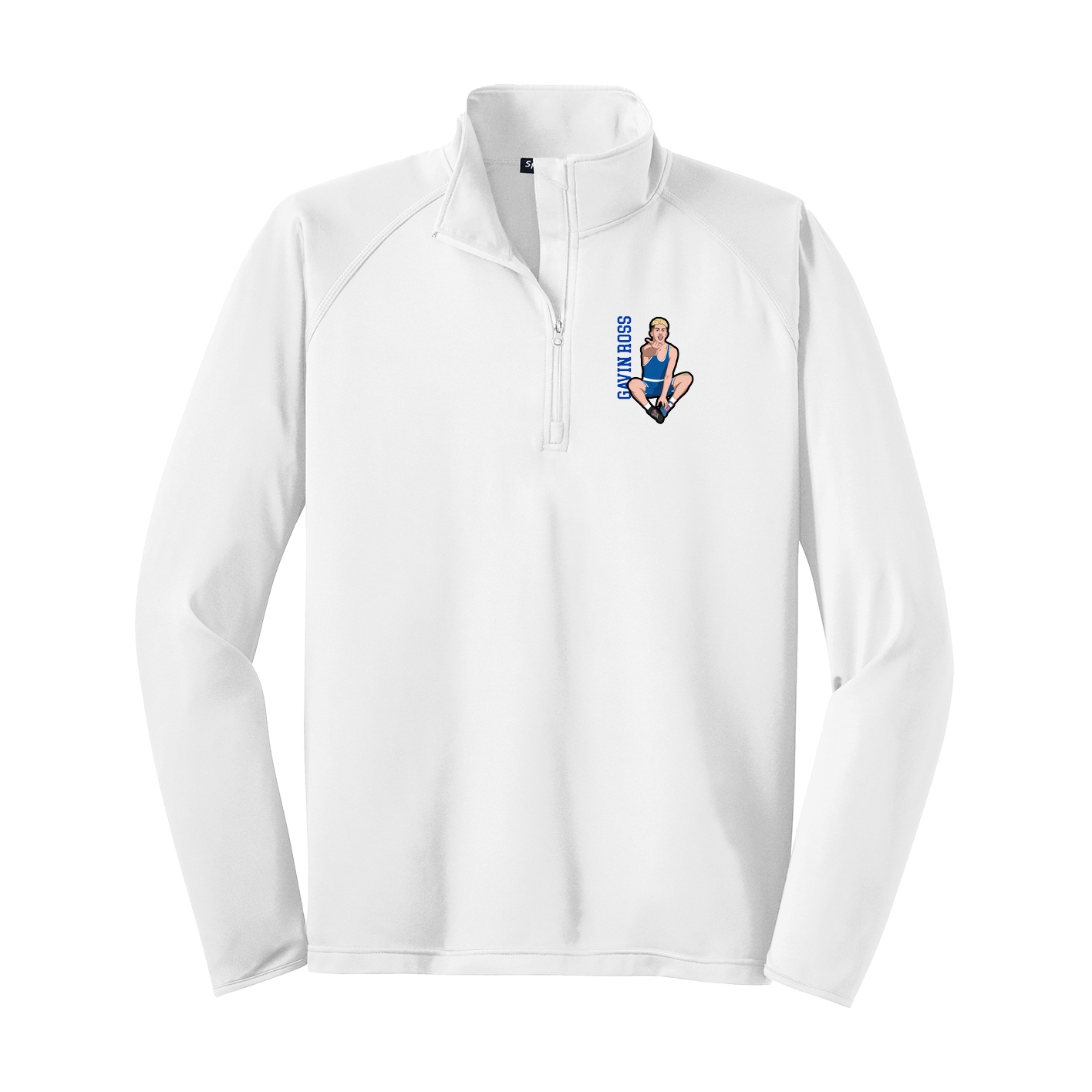 Q-Zip Pullover — Name Vertical in White