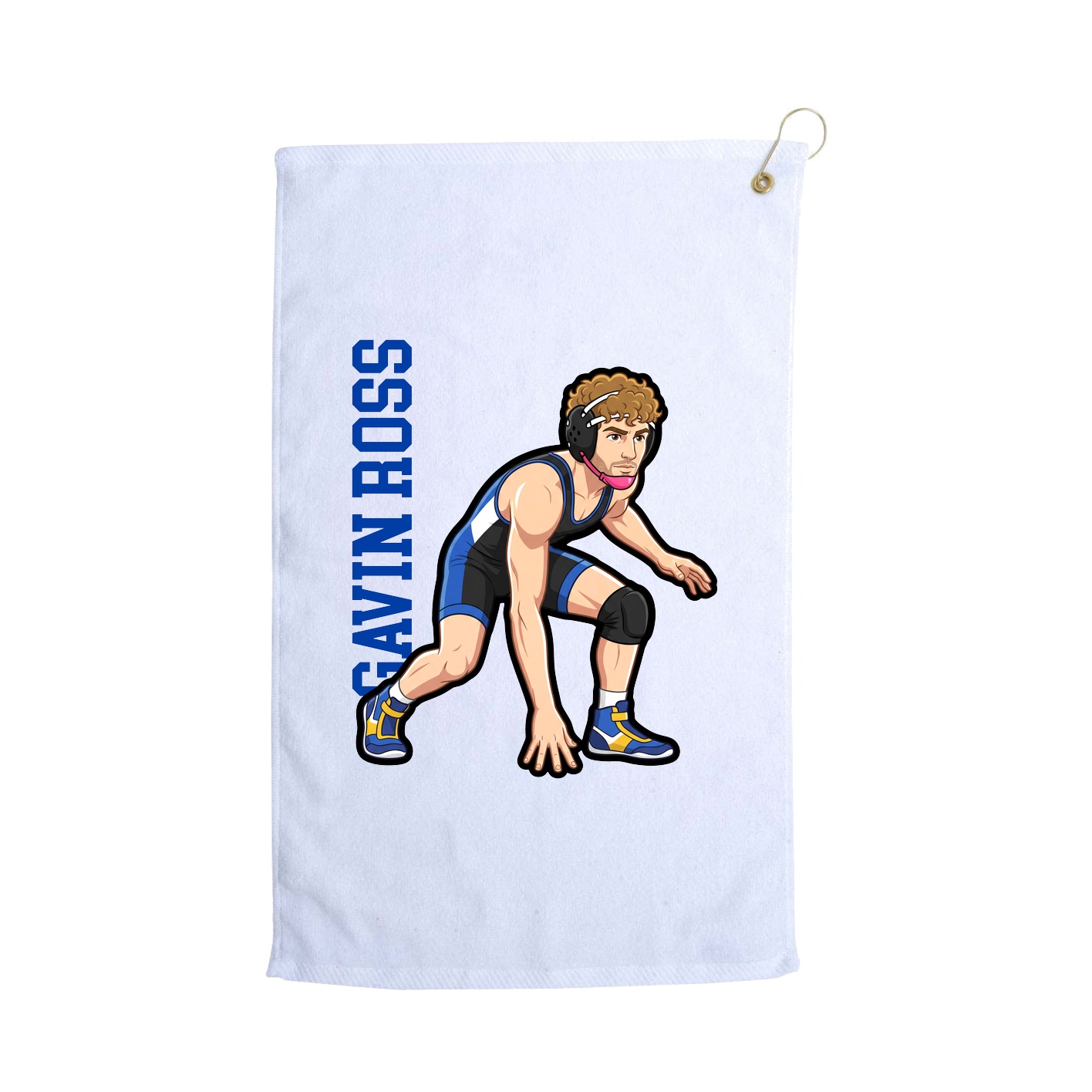 Golf Towel — Name Vertical in White
