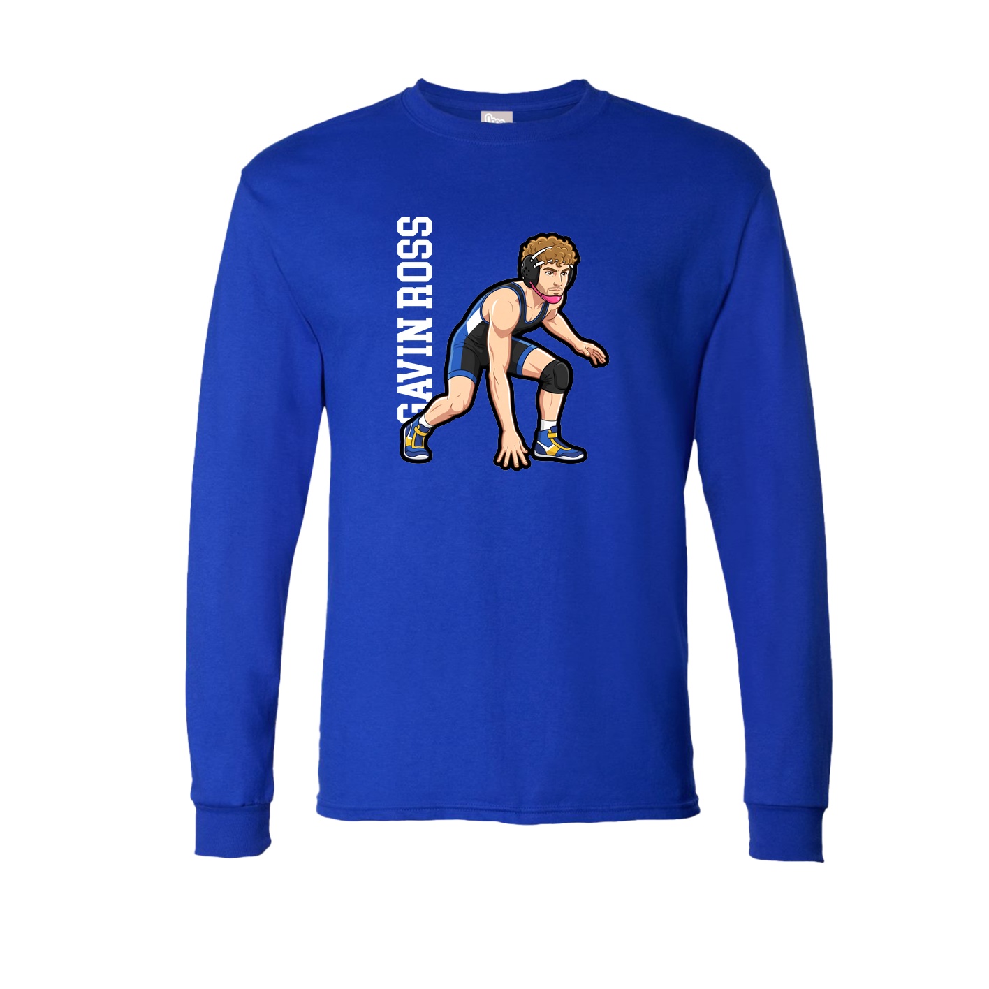 Long Sleeve Tee — Name Vertical in Royal