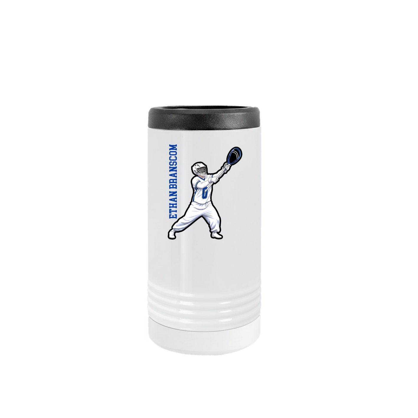 Slim Beverage Holder — Name Vertical in White