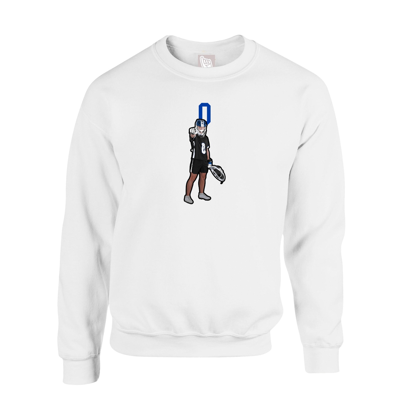 Fleece Crew — Number Top in White