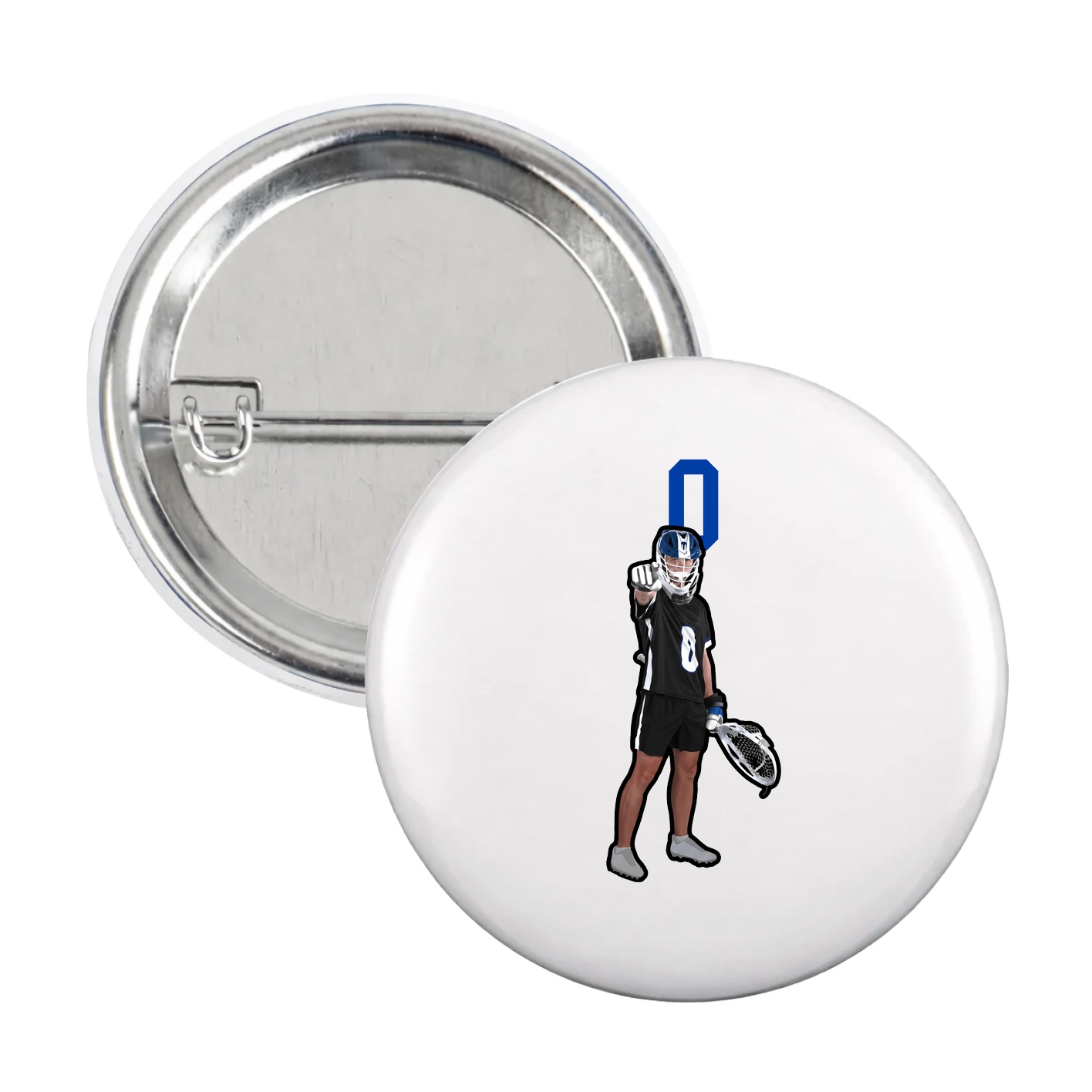 Game Day Button — Number Top in White