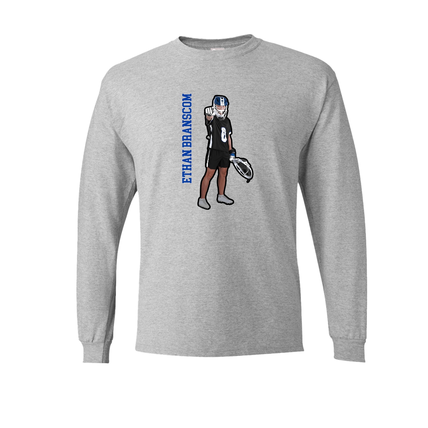 Long Sleeve Tee — Name Vertical in Grey