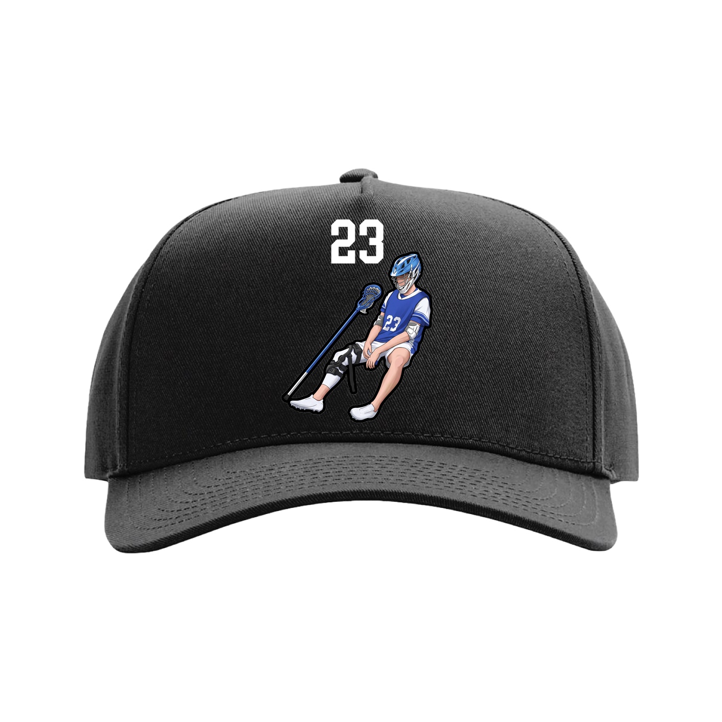Full Fabric Five-Panel Champ Cap — Number Top in Black
