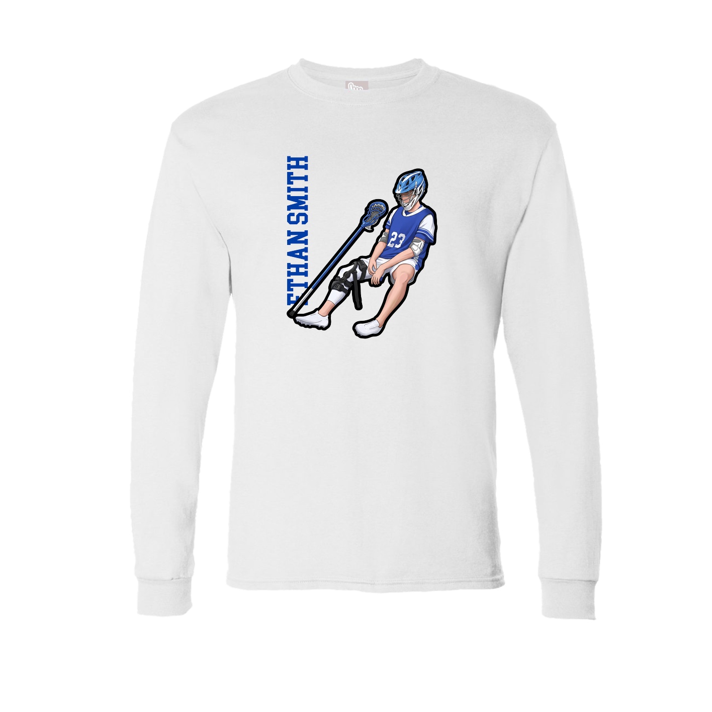 Long Sleeve Tee — Name Vertical in White