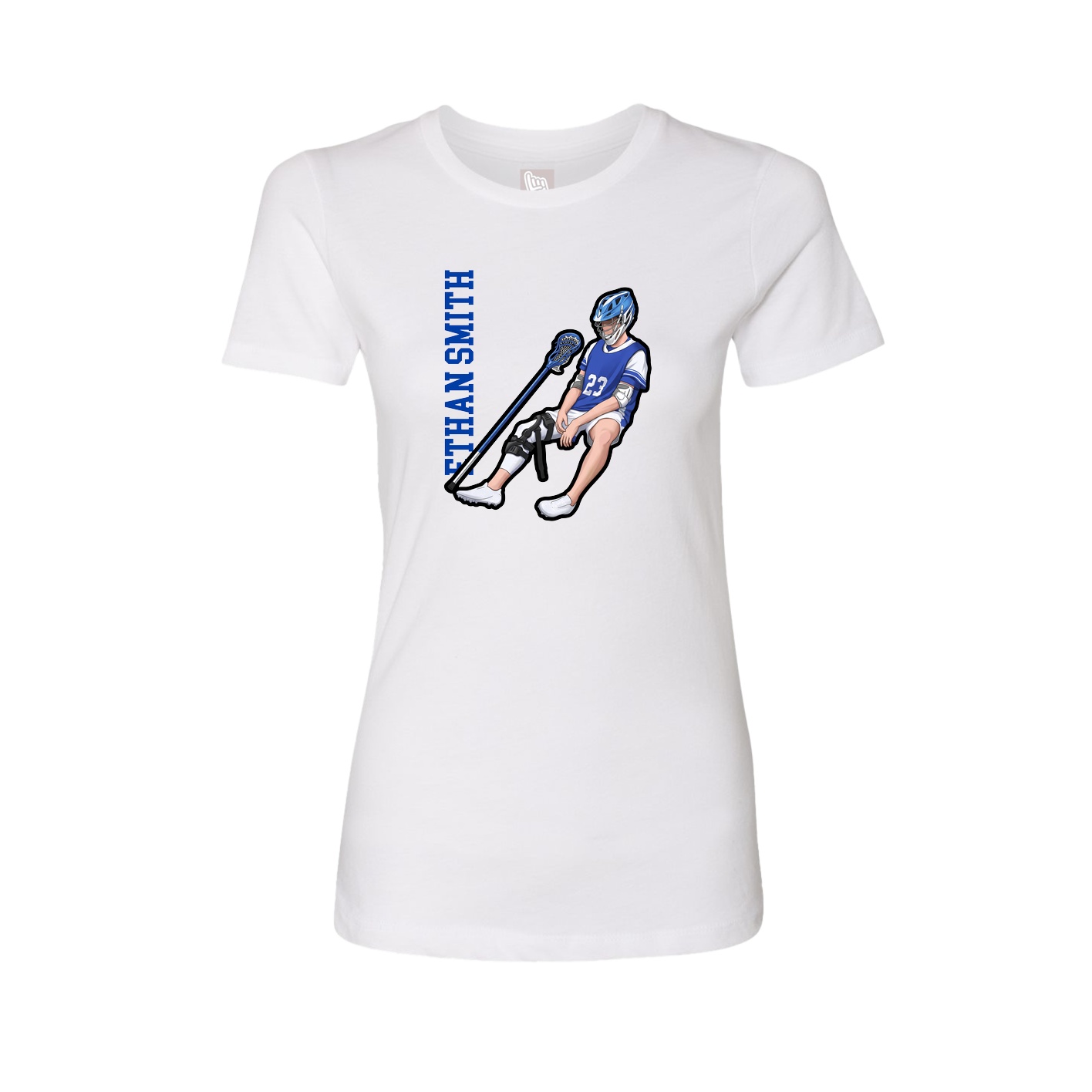 Fitted Women's Tee — Name Vertical in White