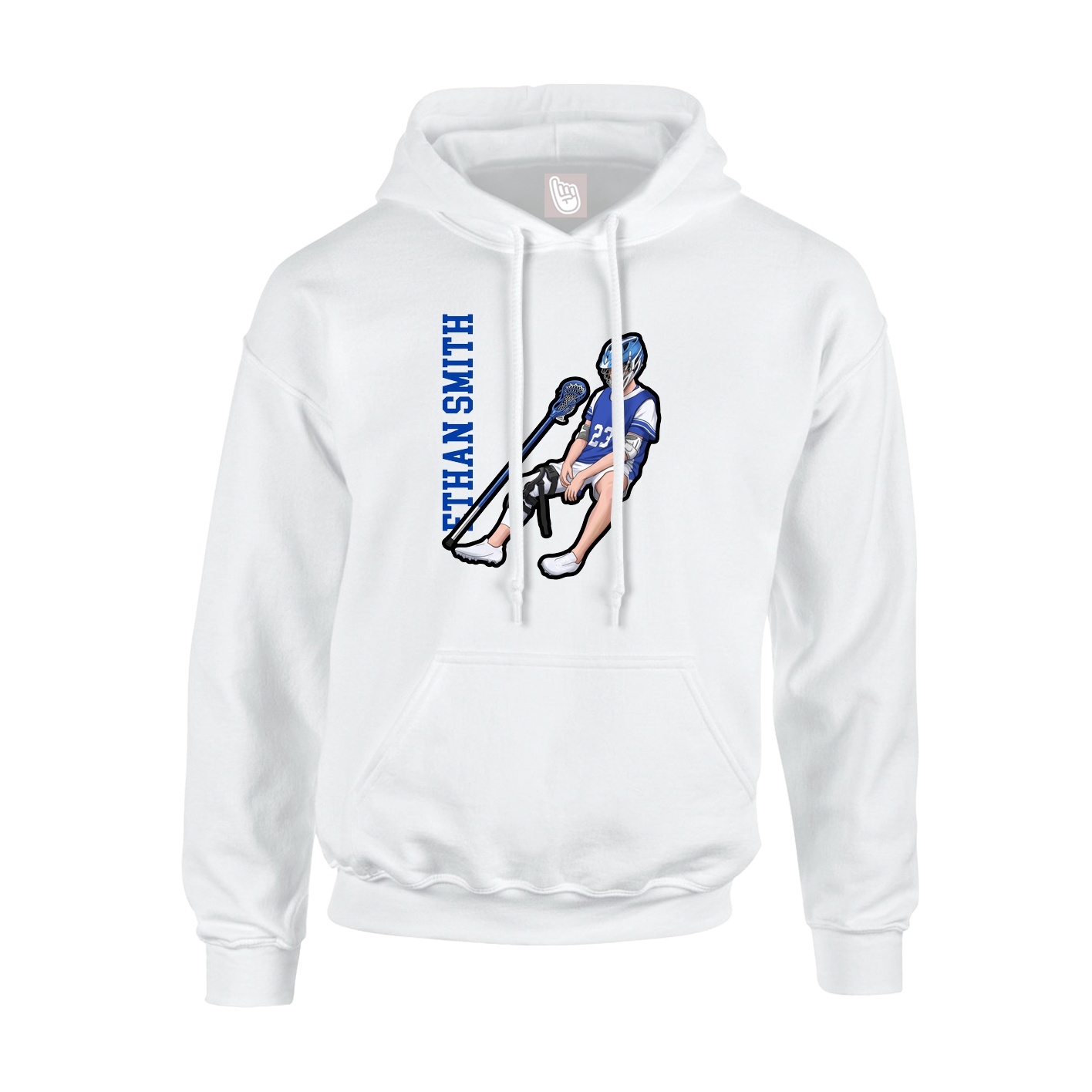 Youth Hoodie — Name Vertical in White