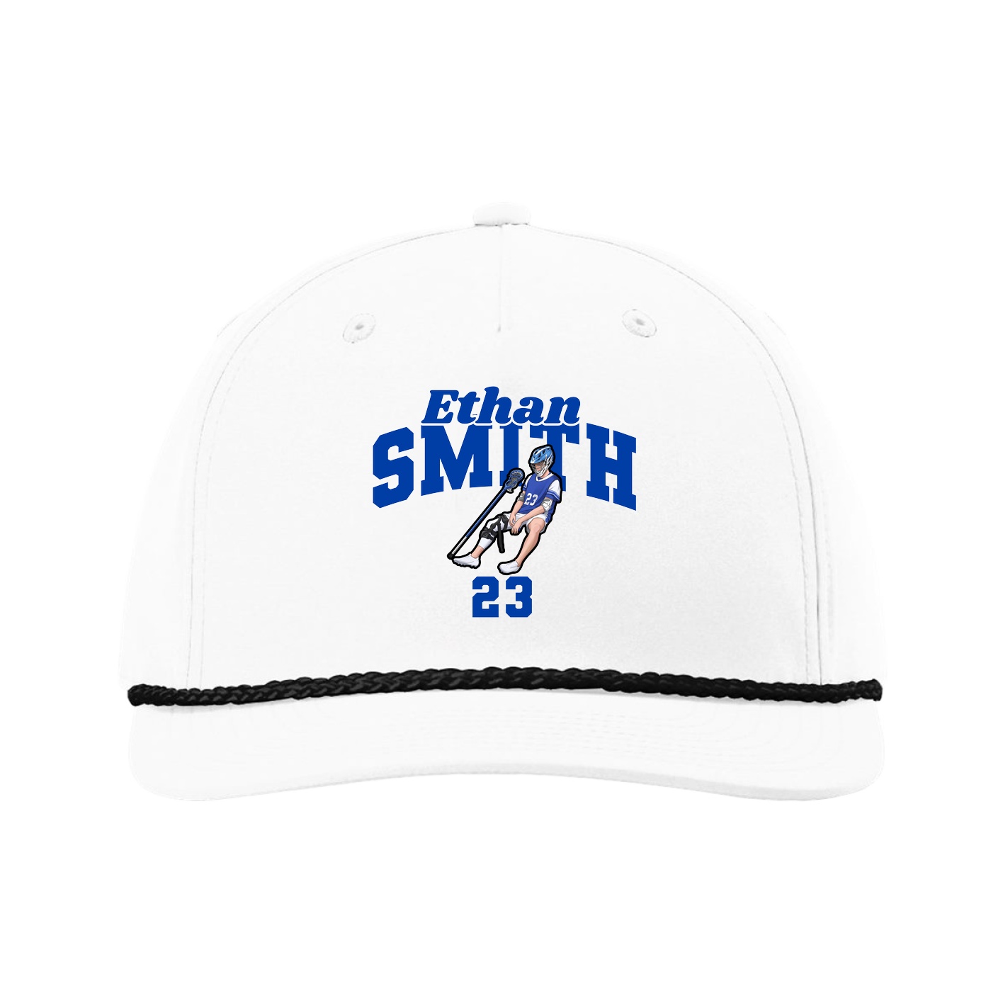 Five-Panel Classic Rope Cap — Signature Arch in White