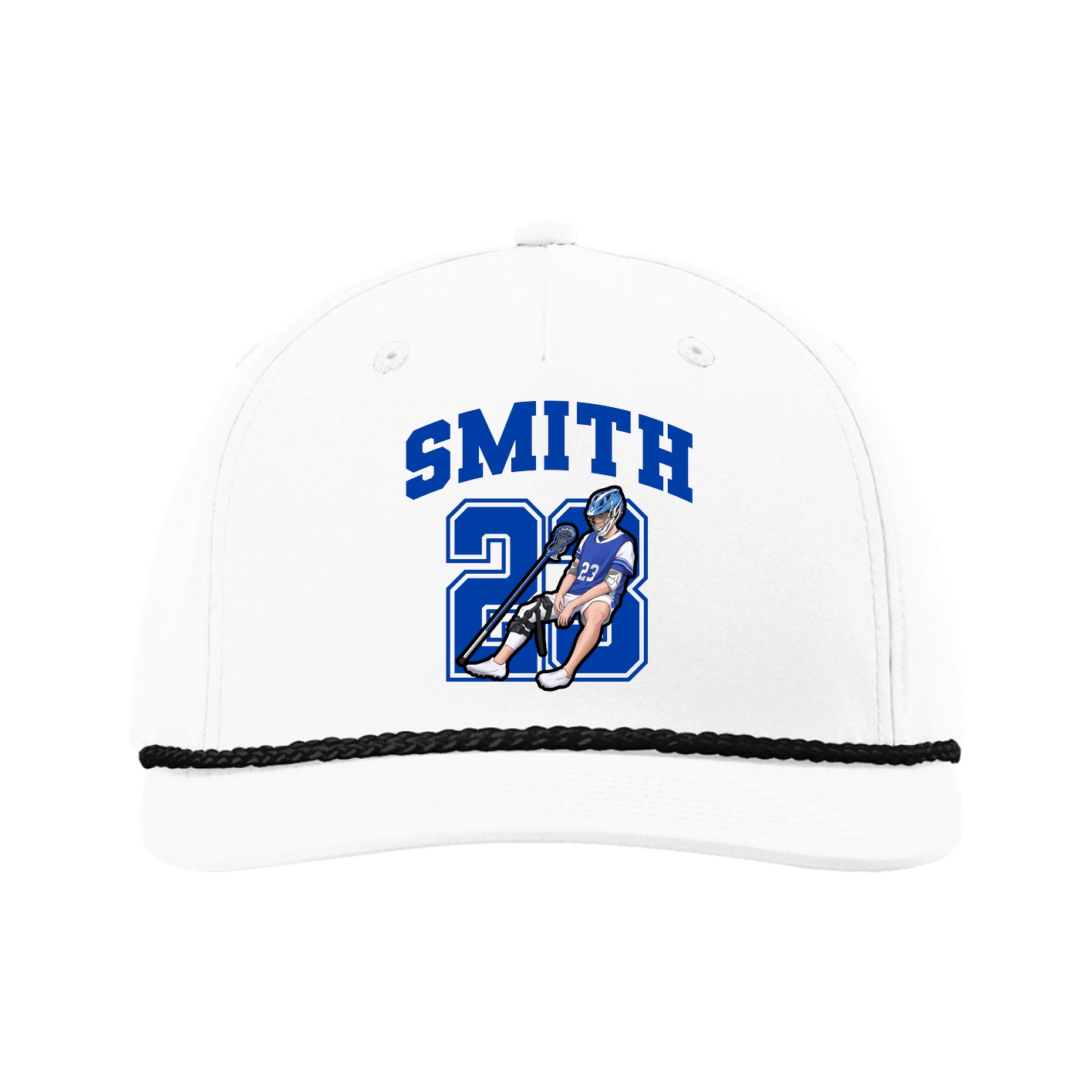 Five-Panel Classic Rope Cap — Number in White