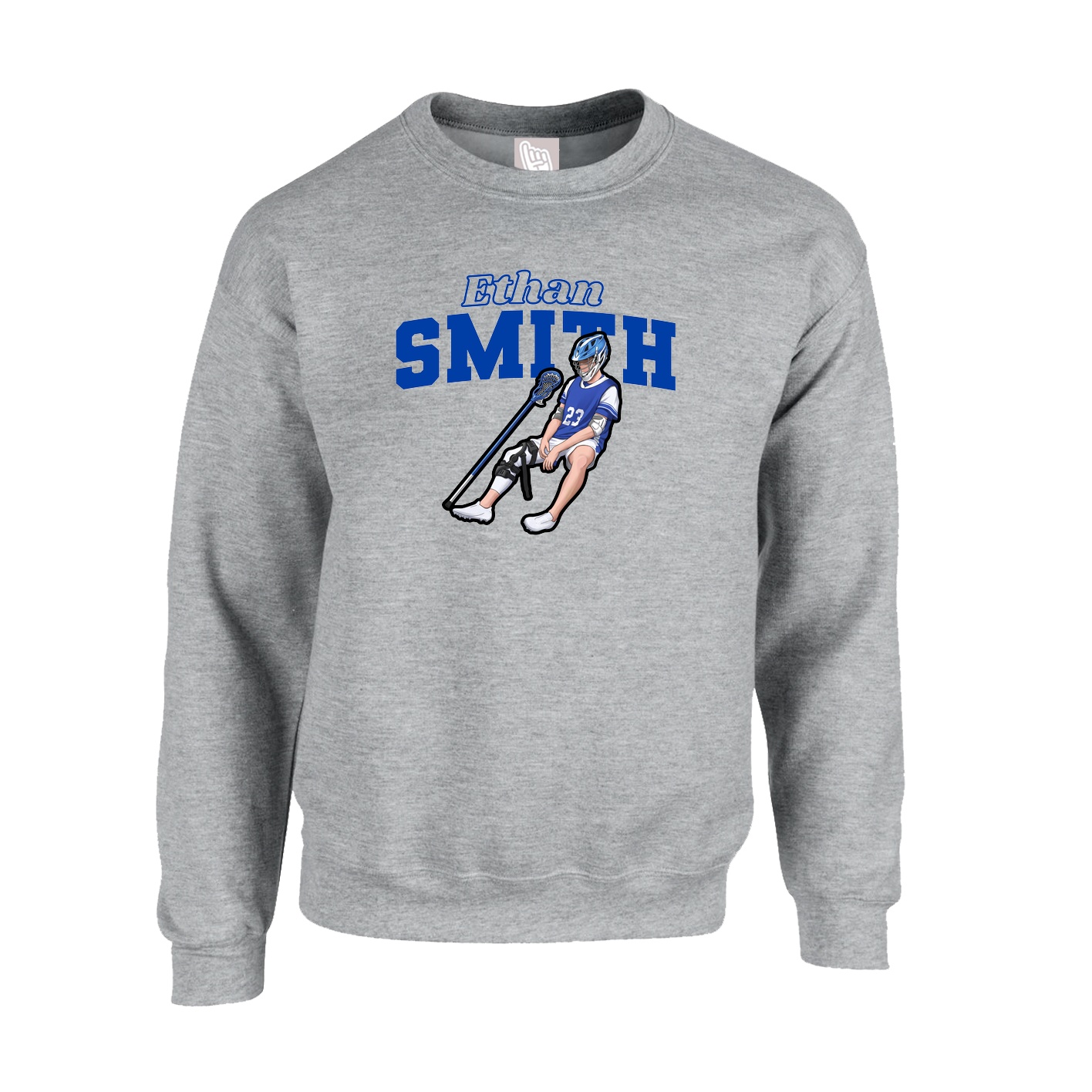 Fleece Crew — Name Arch in Grey