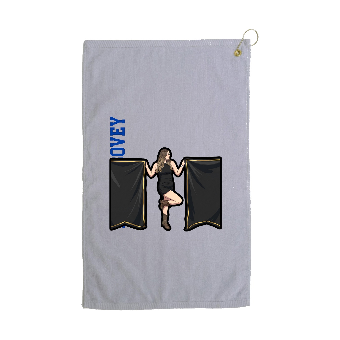 Golf Towel — Name Vertical in Grey