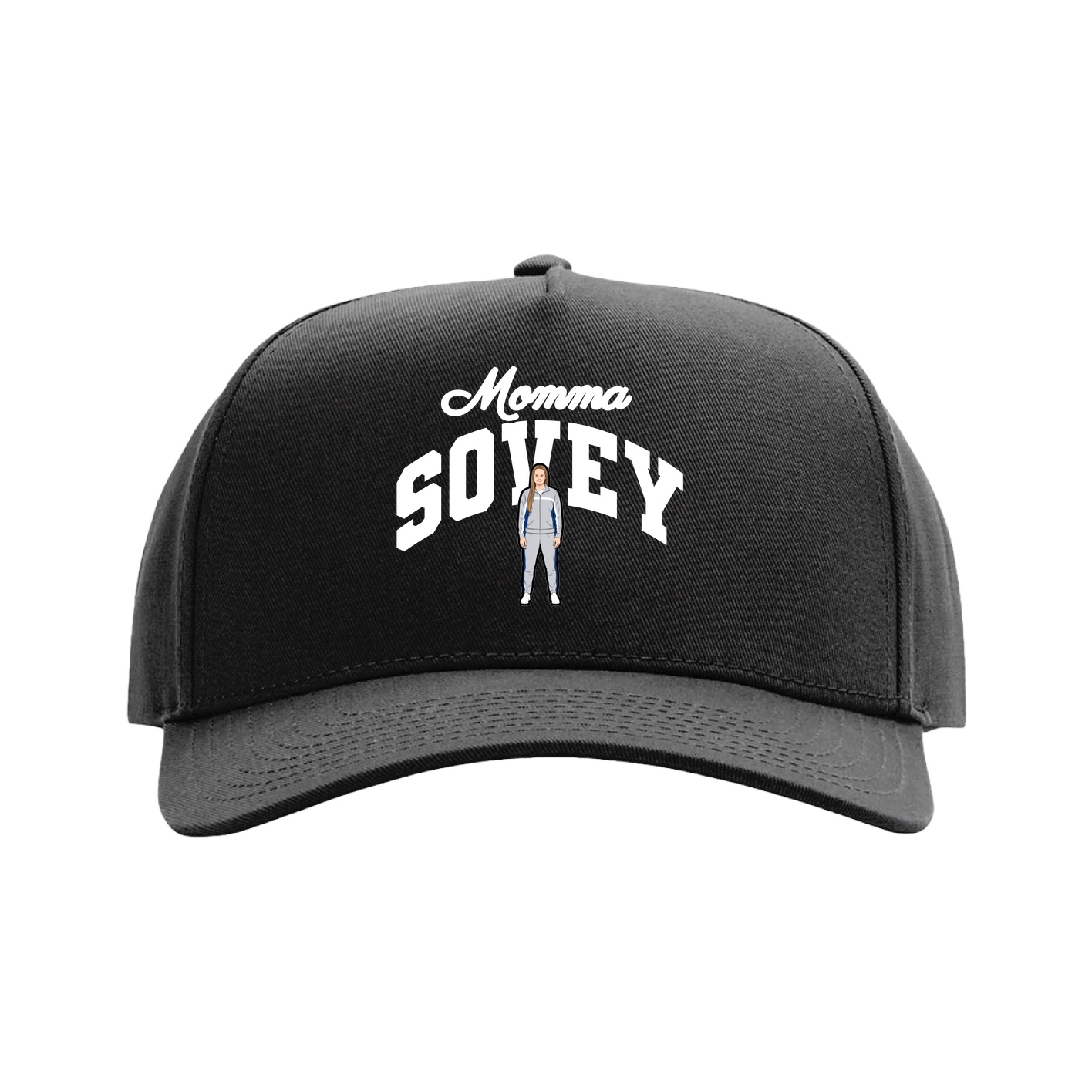 Full Fabric Five-Panel Champ Cap — Mothers Day Arch in Black