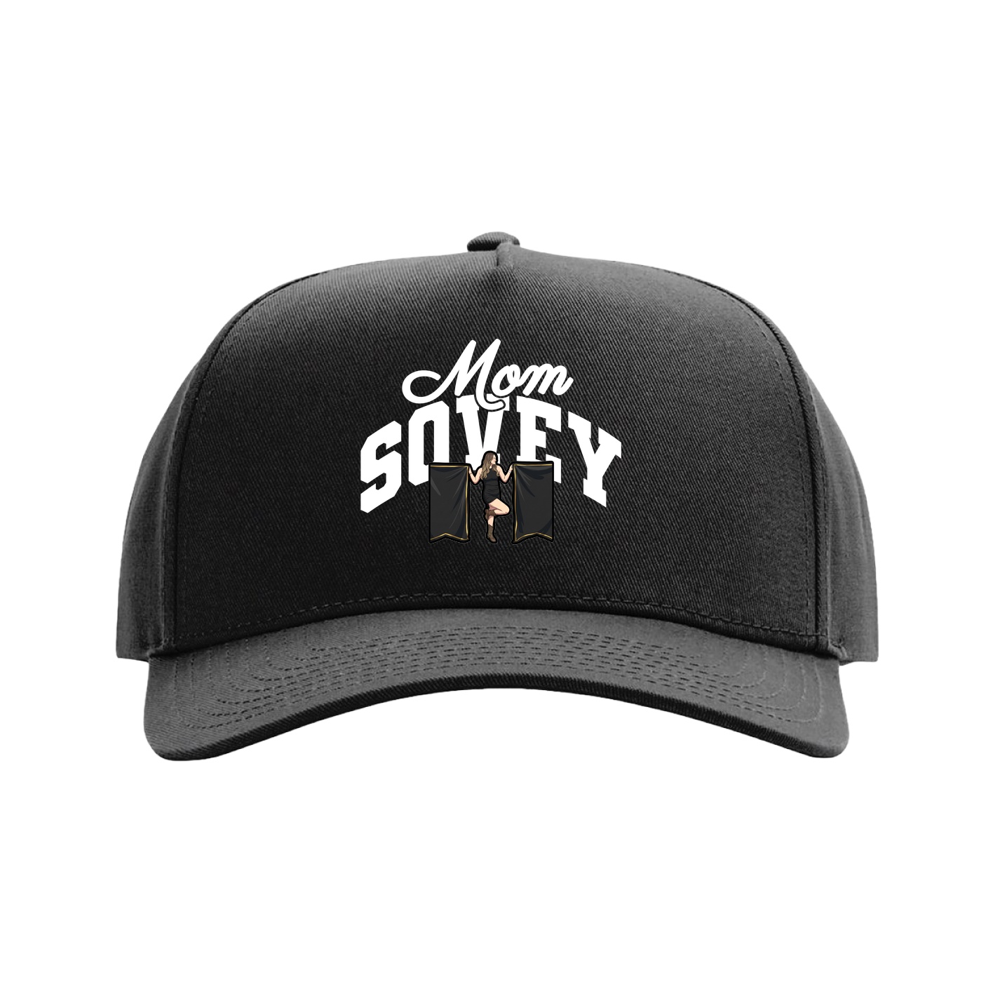 Full Fabric Five-Panel Champ Cap — Mothers Day Arch in Black
