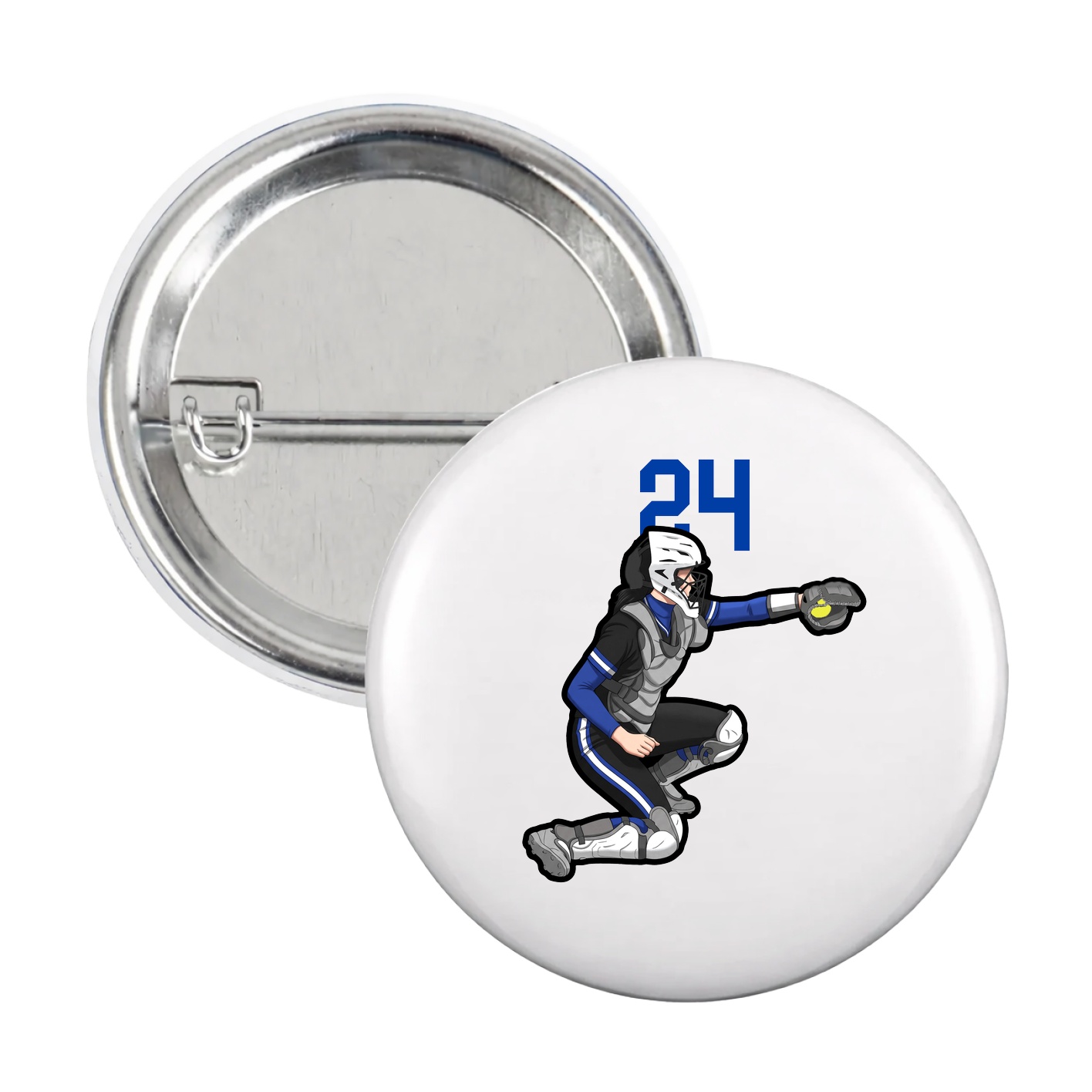 Game Day Button — Number Top in White