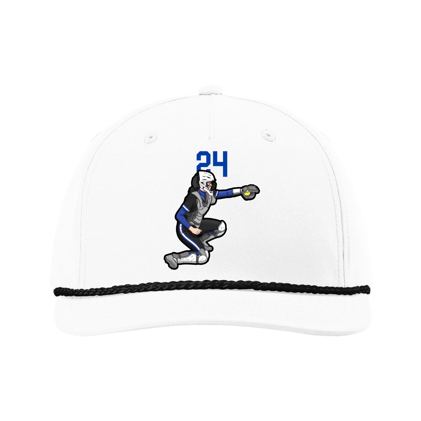 Five-Panel Classic Rope Cap — Number Top in White