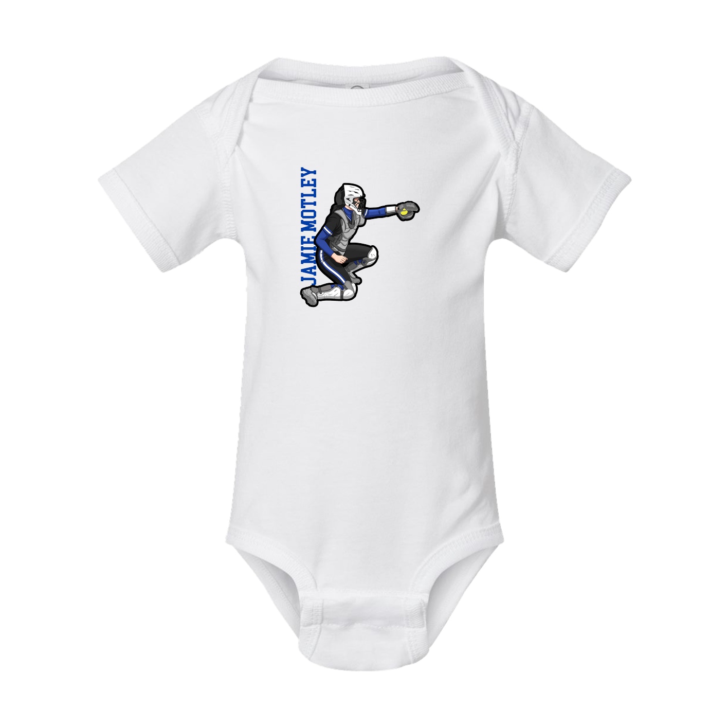 Baby Onesie — Name Vertical in White