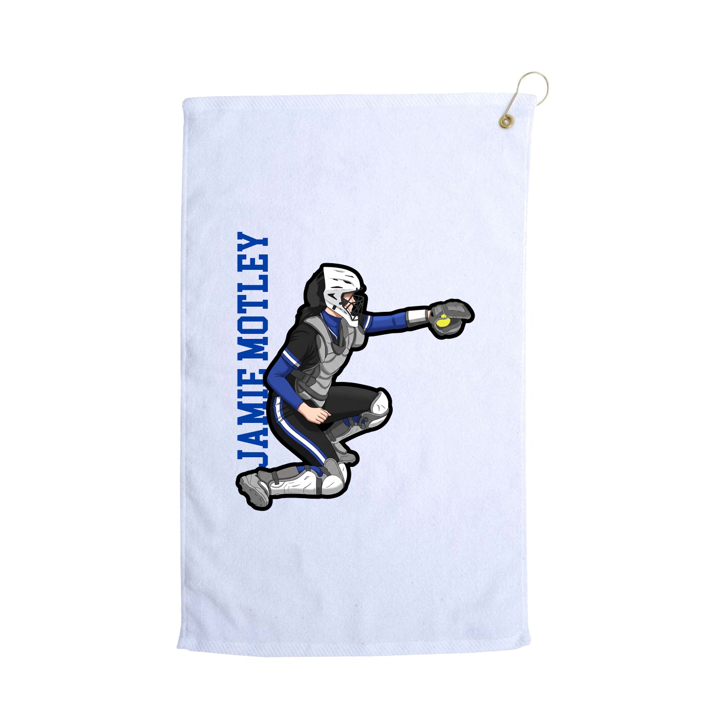 Golf Towel — Name Vertical in White