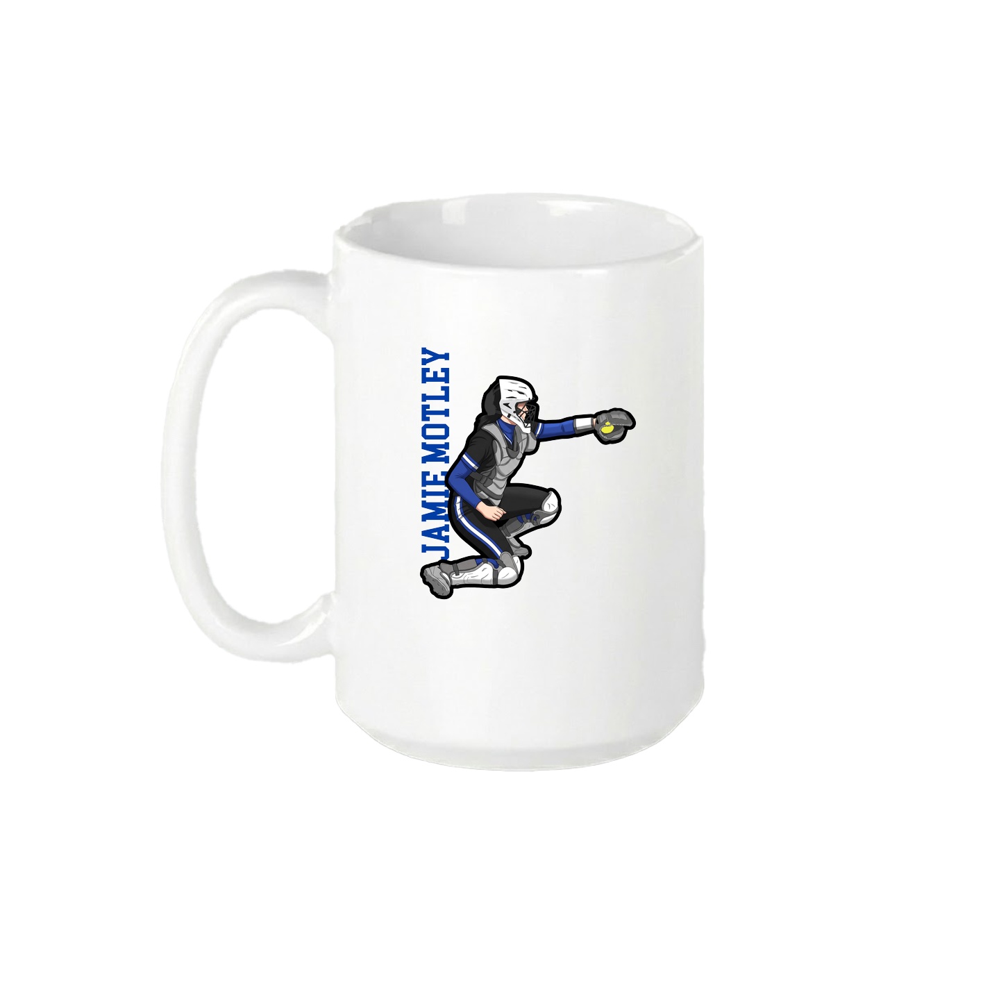 15oz Coffee Mug — Name Vertical in White
