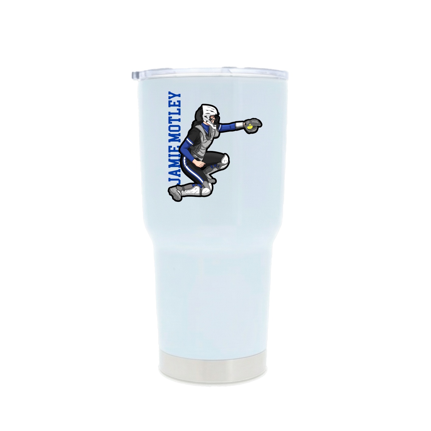 30oz Stainless Steel Tumbler — Name Vertical in White