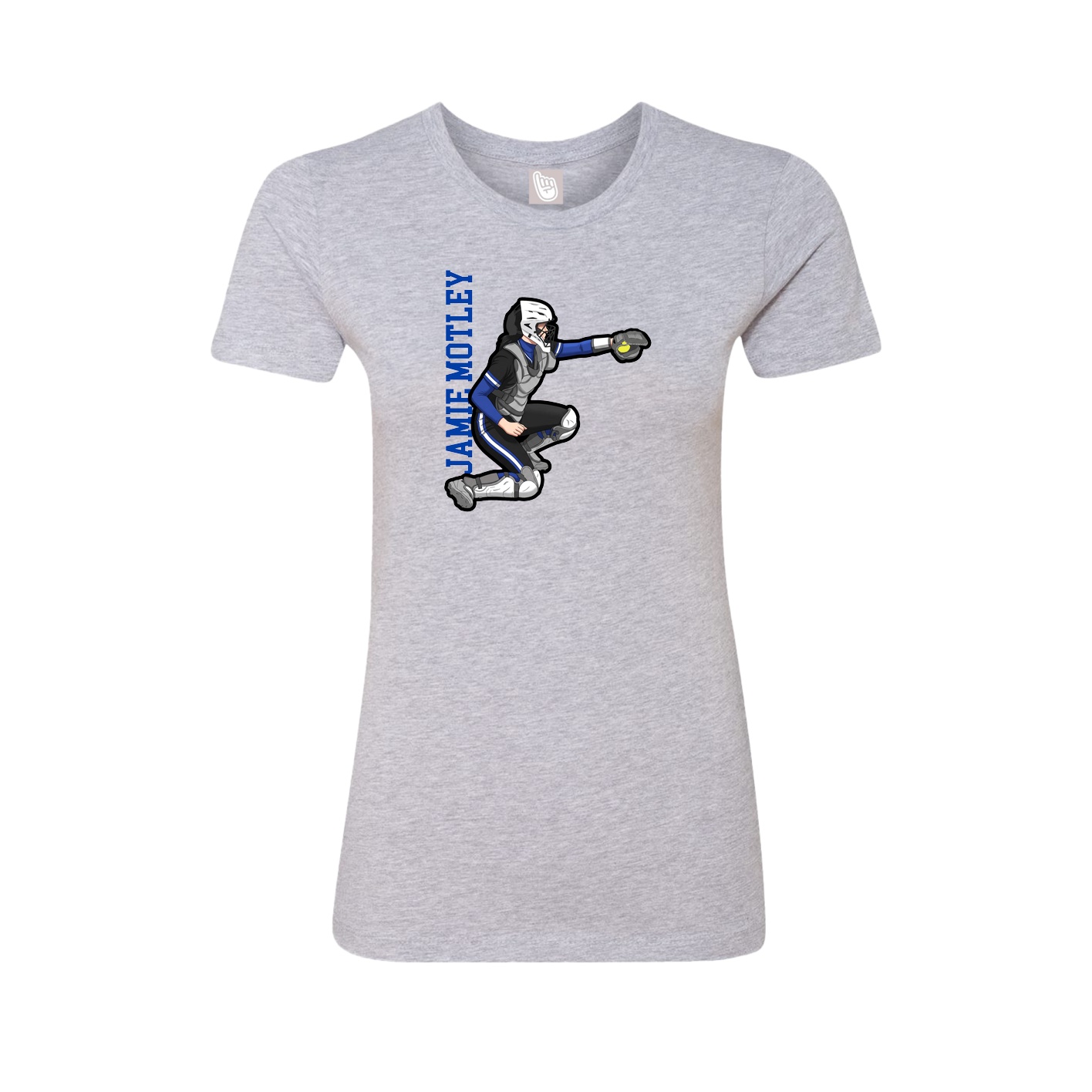 Fitted Women's Tee — Name Vertical in Grey