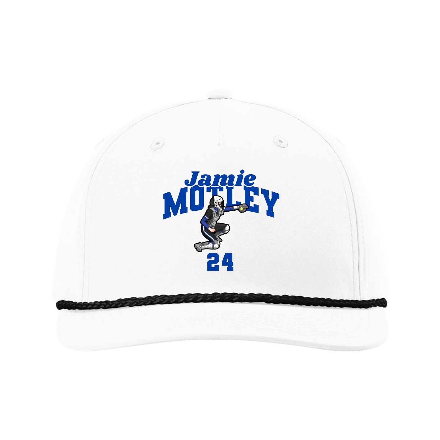 Five-Panel Classic Rope Cap — Signature Arch in White