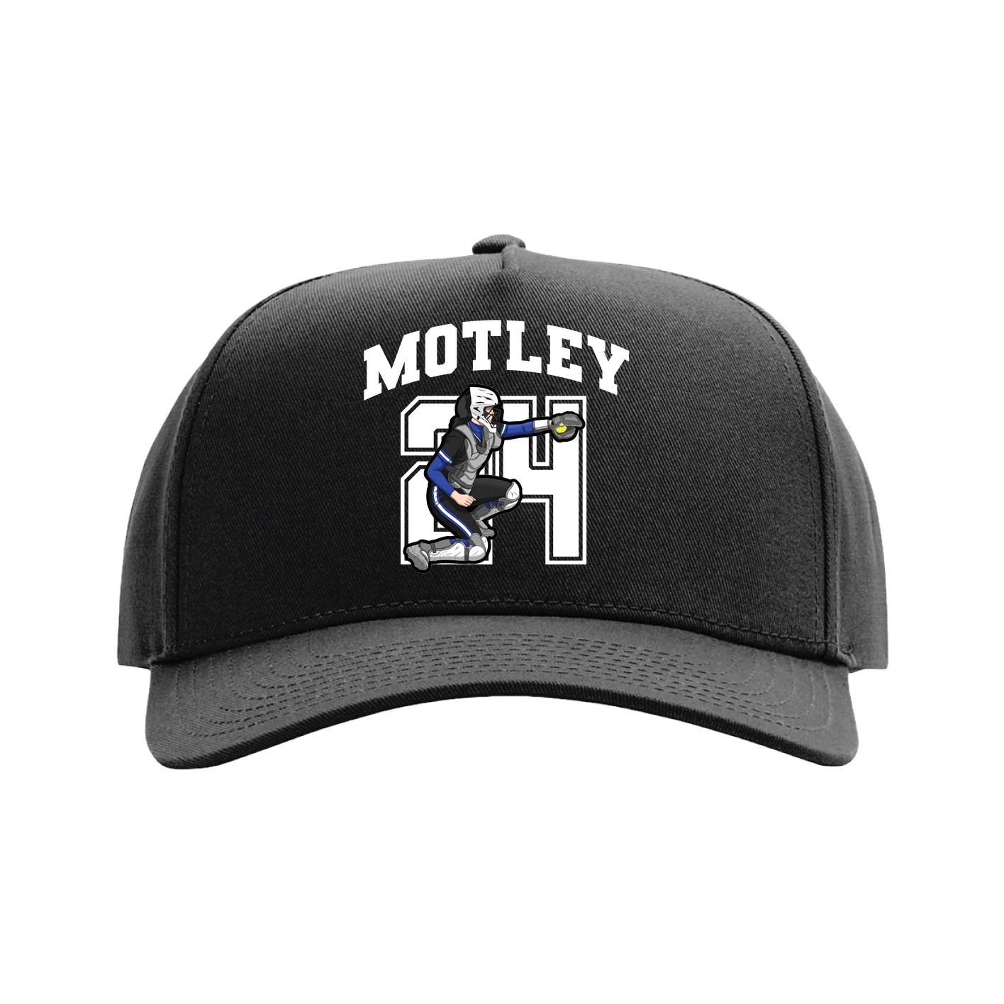 Full Fabric Five-Panel Champ Cap — Number in Black