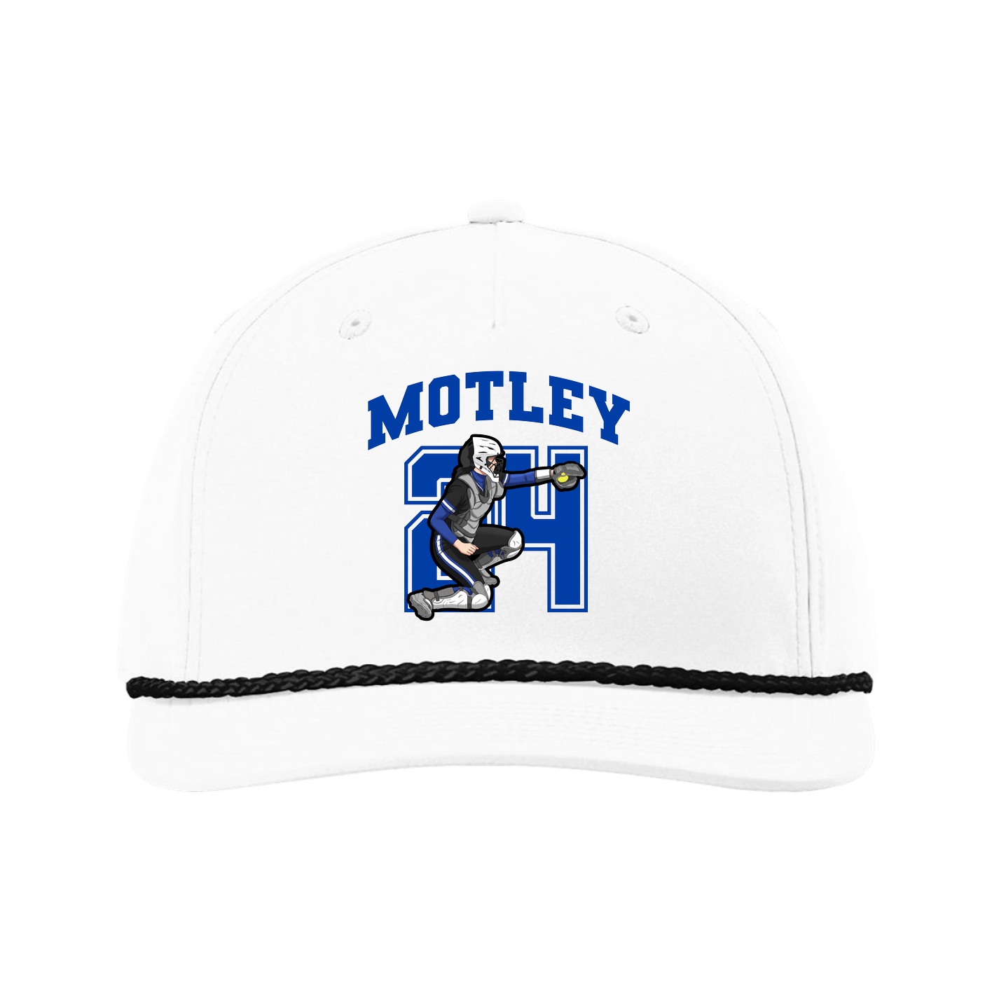 Five-Panel Classic Rope Cap — Number in White