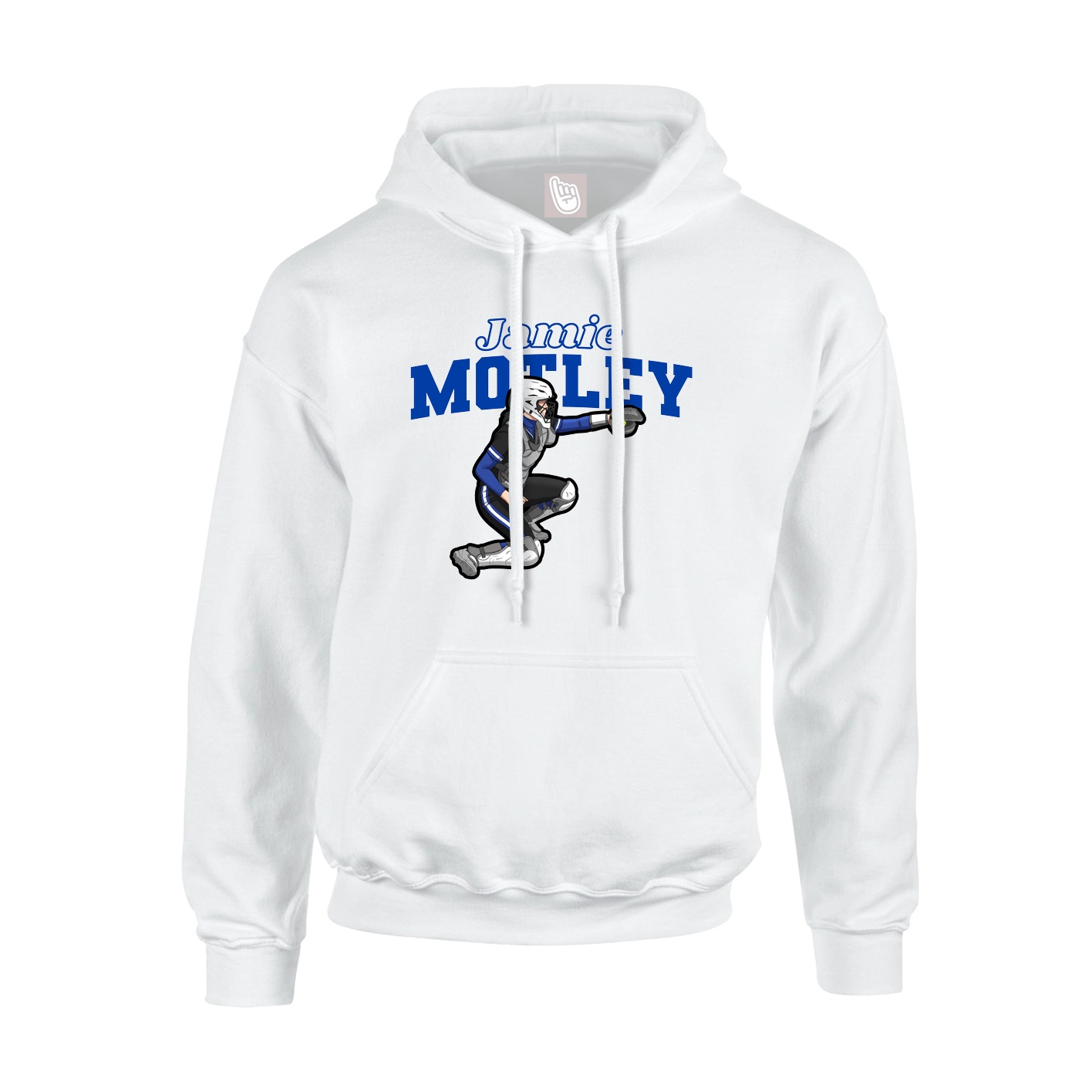 Youth Hoodie — Name Arch in White