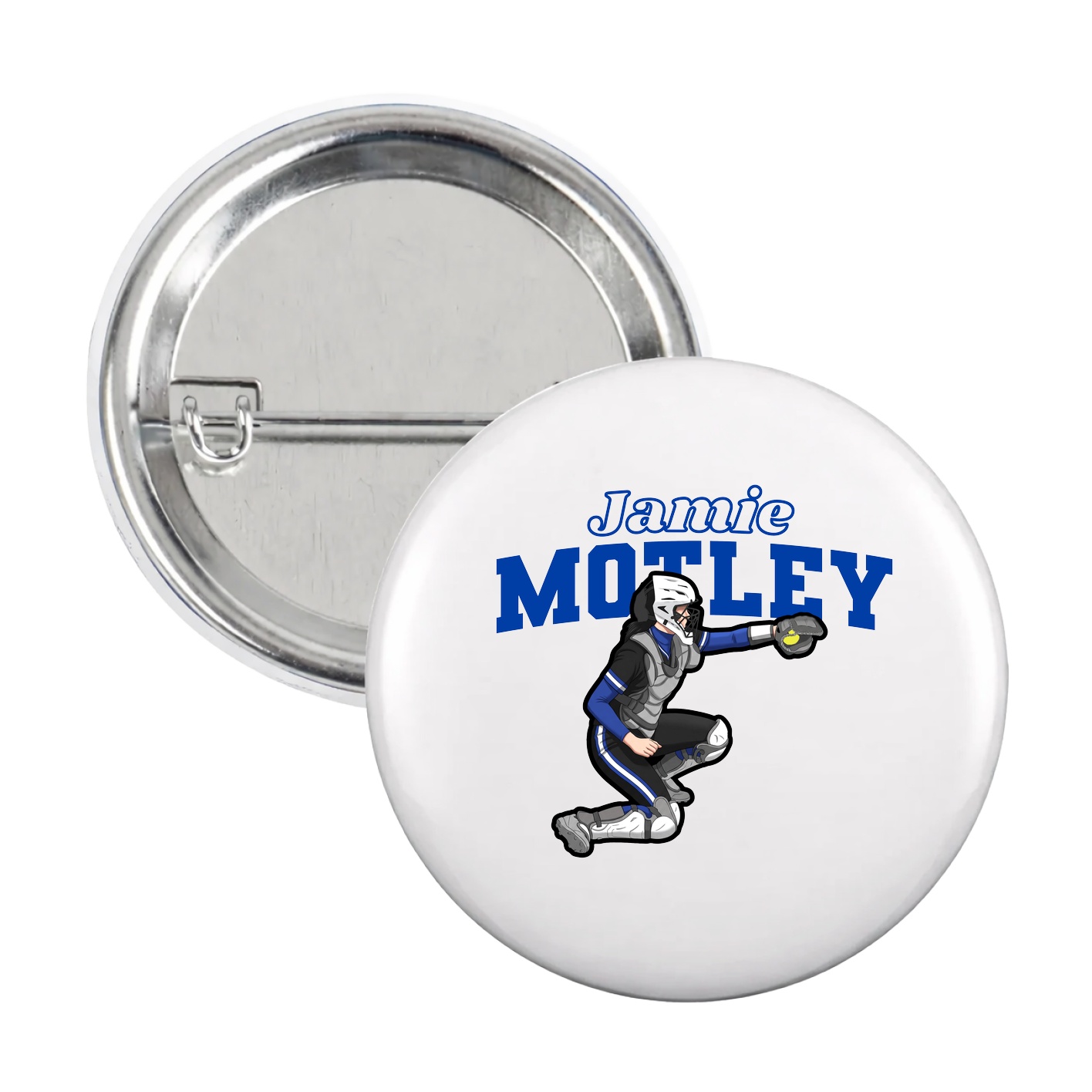 Game Day Button — Name Arch in White
