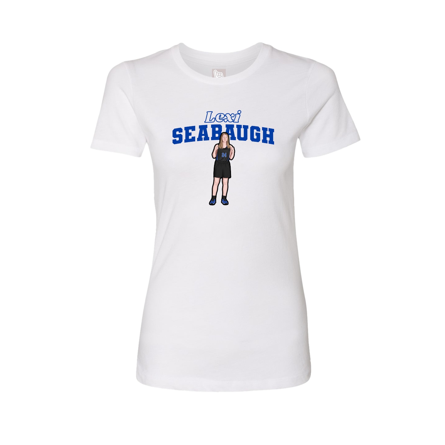 Fitted Women's Tee — Name Arch in White