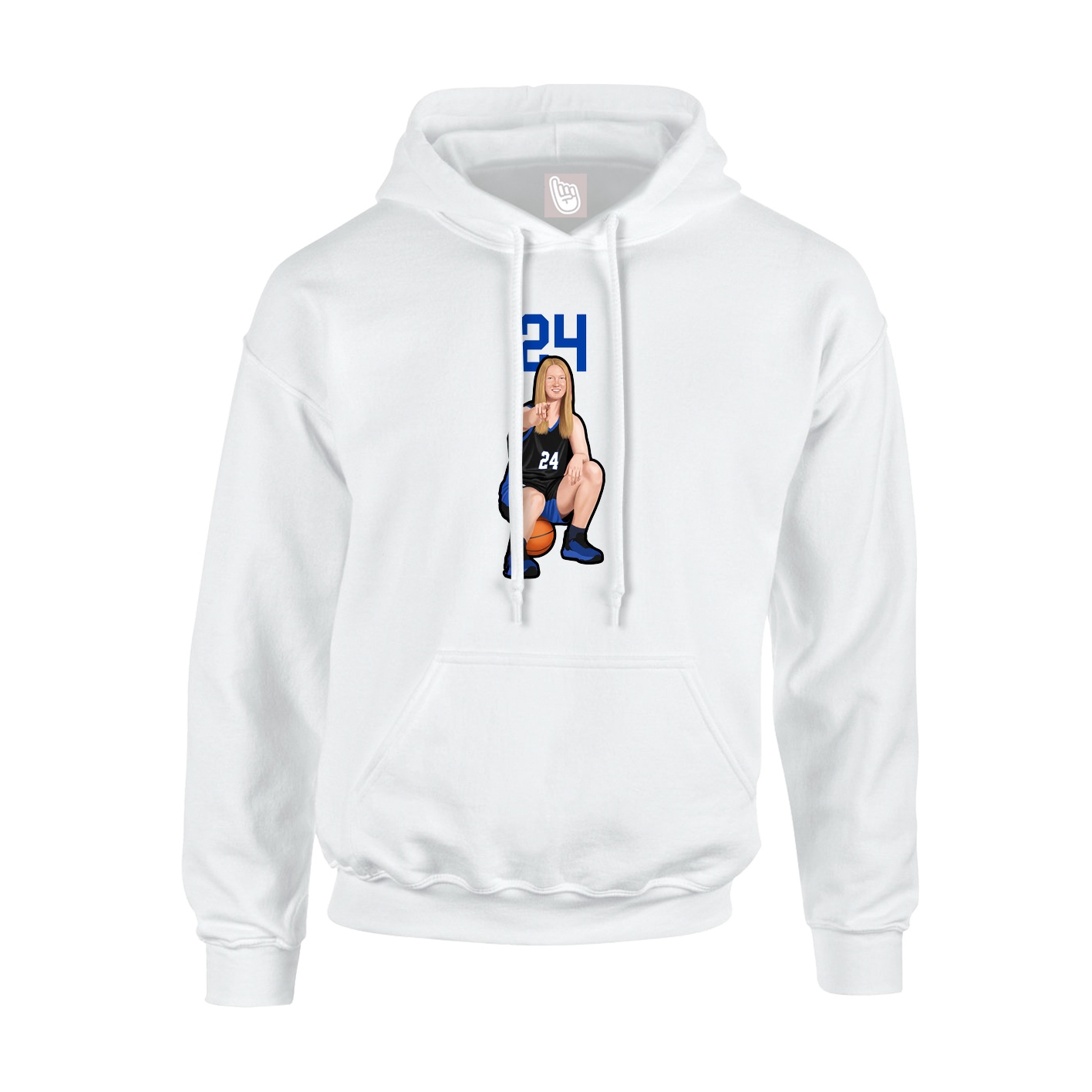 Youth Hoodie — Number Top in White