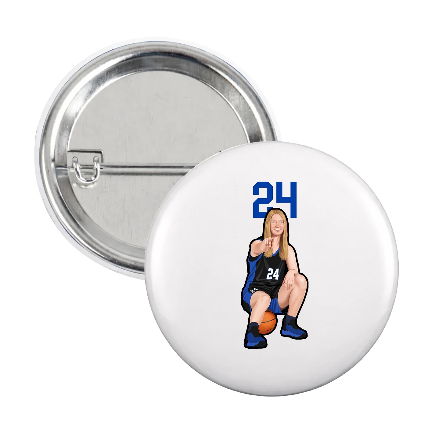 Game Day Button — Number Top in White
