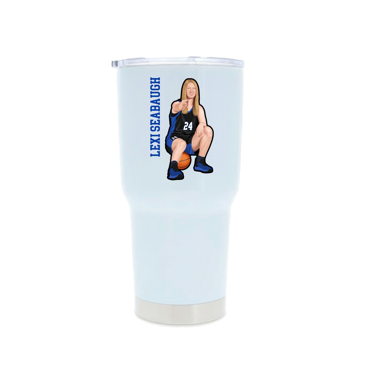 30oz Stainless Steel Tumbler — Name Vertical in White