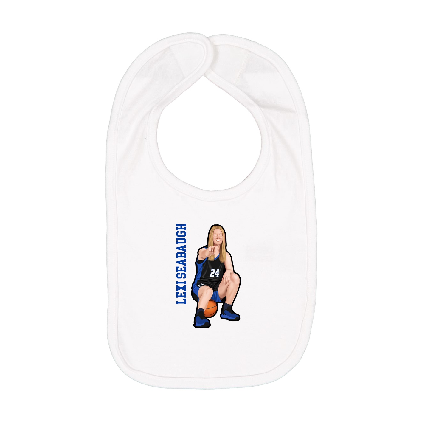 Infant Bib — Name Vertical in White
