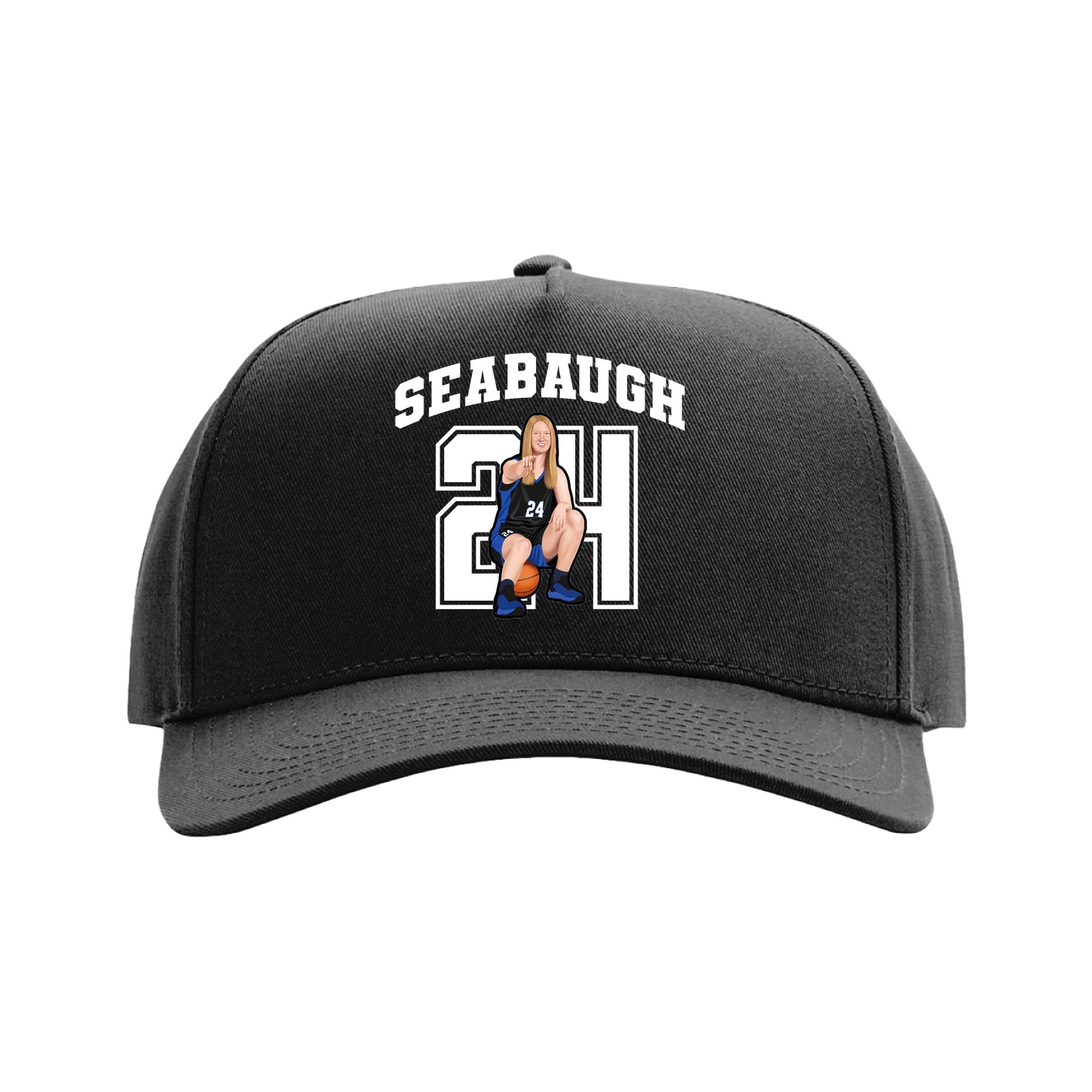 Full Fabric Five-Panel Champ Cap — Number in Black