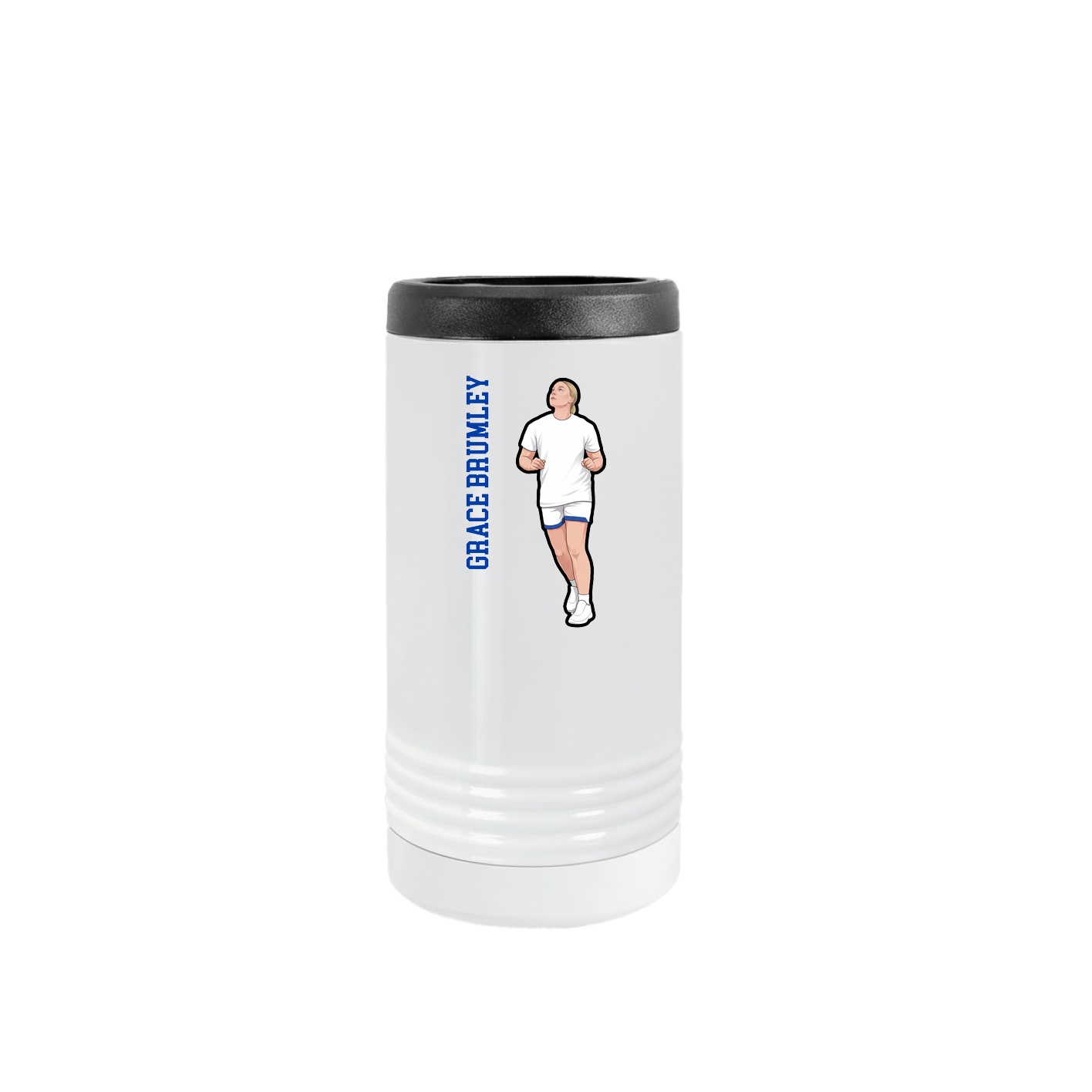 Slim Beverage Holder — Name Vertical in White
