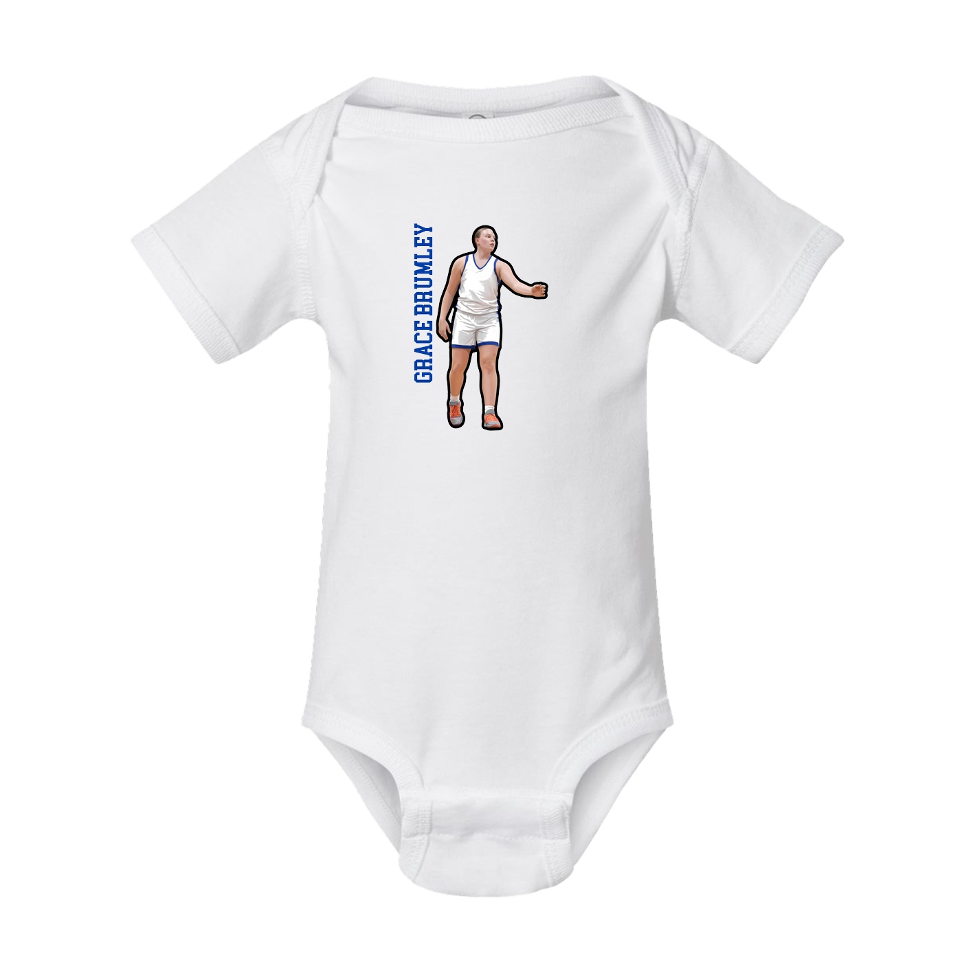 Baby Onesie — Name Vertical in White